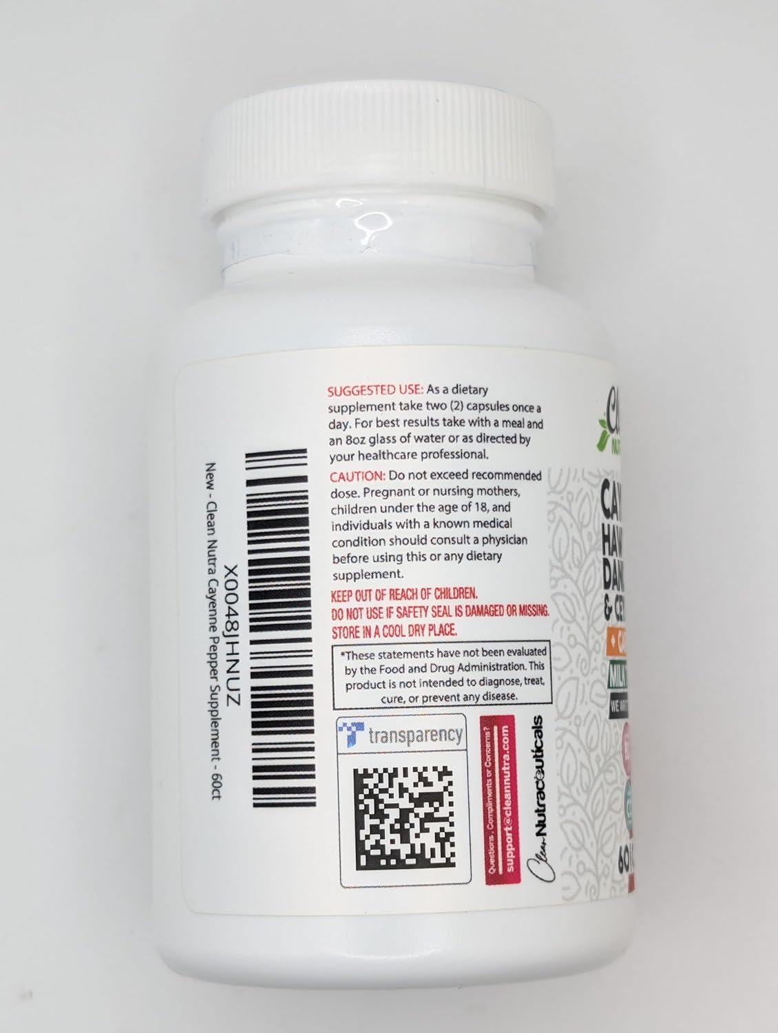 Clean Nutra Cayenne Pepper Supplement with Hawthorn Berry Capsules & More - Nutraceuticals with Dandelion Root, Ceylon Cinnamon, Garlic, Ginger, Berberine, Apple Cider Vinegar, Milk Thistle, Beet Root, Aloe Vera Pills