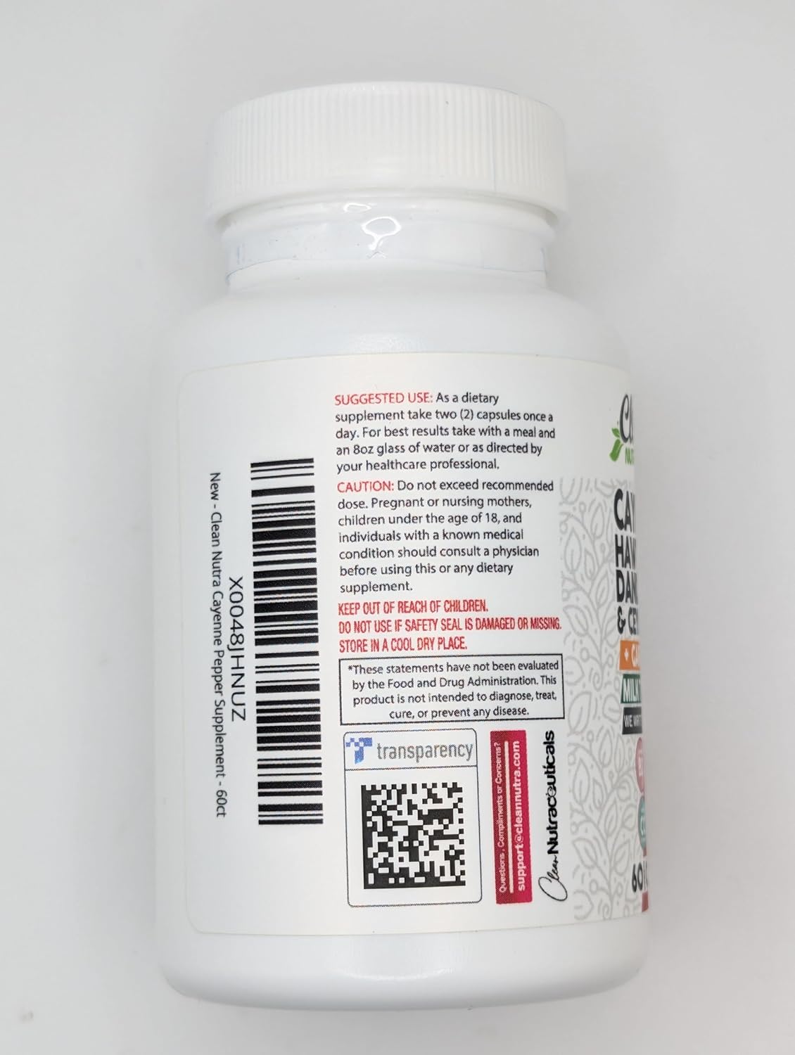 Clean Nutra Cayenne Pepper Supplement with Hawthorn Berry Capsules & More - Nutraceuticals with Dandelion Root, Ceylon Cinnamon, Garlic, Ginger, Berberine, Apple Cider Vinegar, Milk Thistle, Beet Root, Aloe Vera Pills