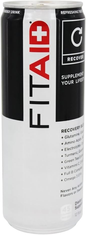 Clean & Paleo Friendly FITAID Recovery Blend with BCAAs, L-Glutamine, L-Arginine, Omega 3s | No Artificial Ingredients | 12oz Can (12 Pack)