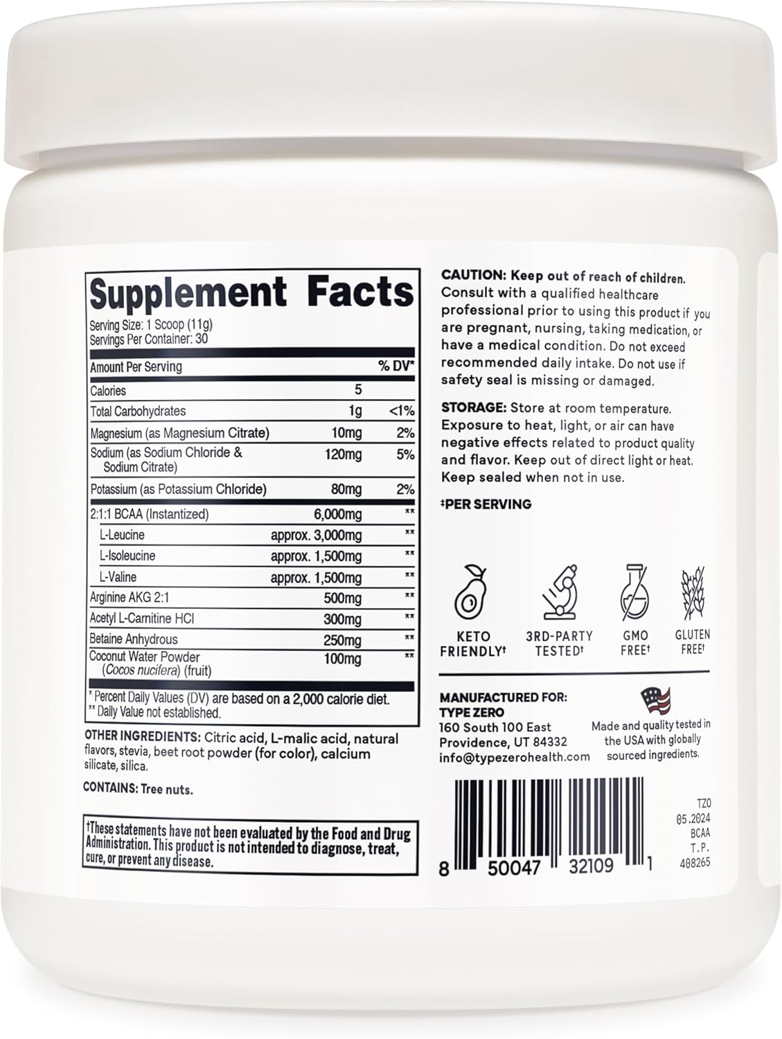 Clean Vegan BCAA Powder with Electrolytes - Hawaiian Punch Flavor, 6g 2:1:1 Sugar-Free Amino Acids Supplement for Women/Men - Ideal Post-Workout Drink