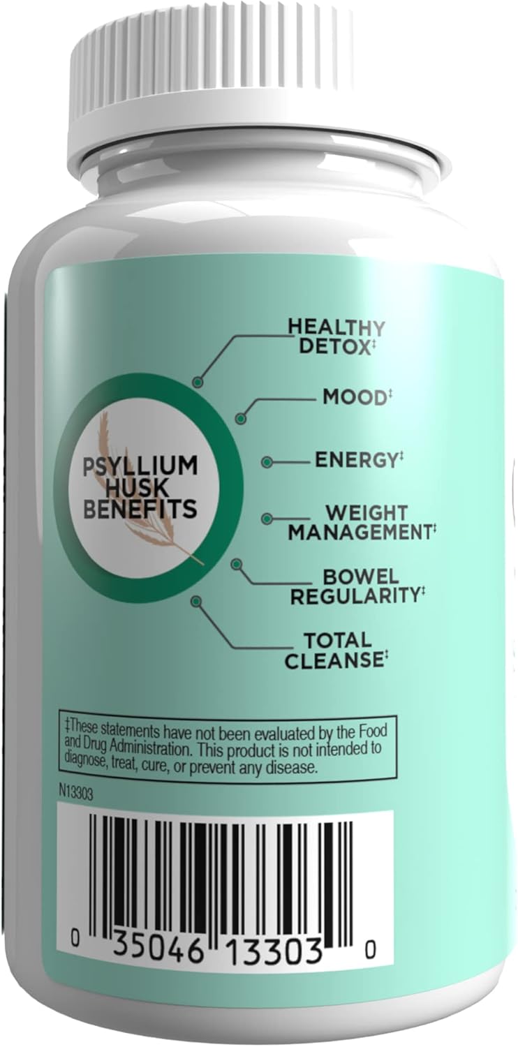 CleanSweep Capsules: Natural Daily Fiber Supplement for Digestive Health and Bowel Regularity - 90 Capsules