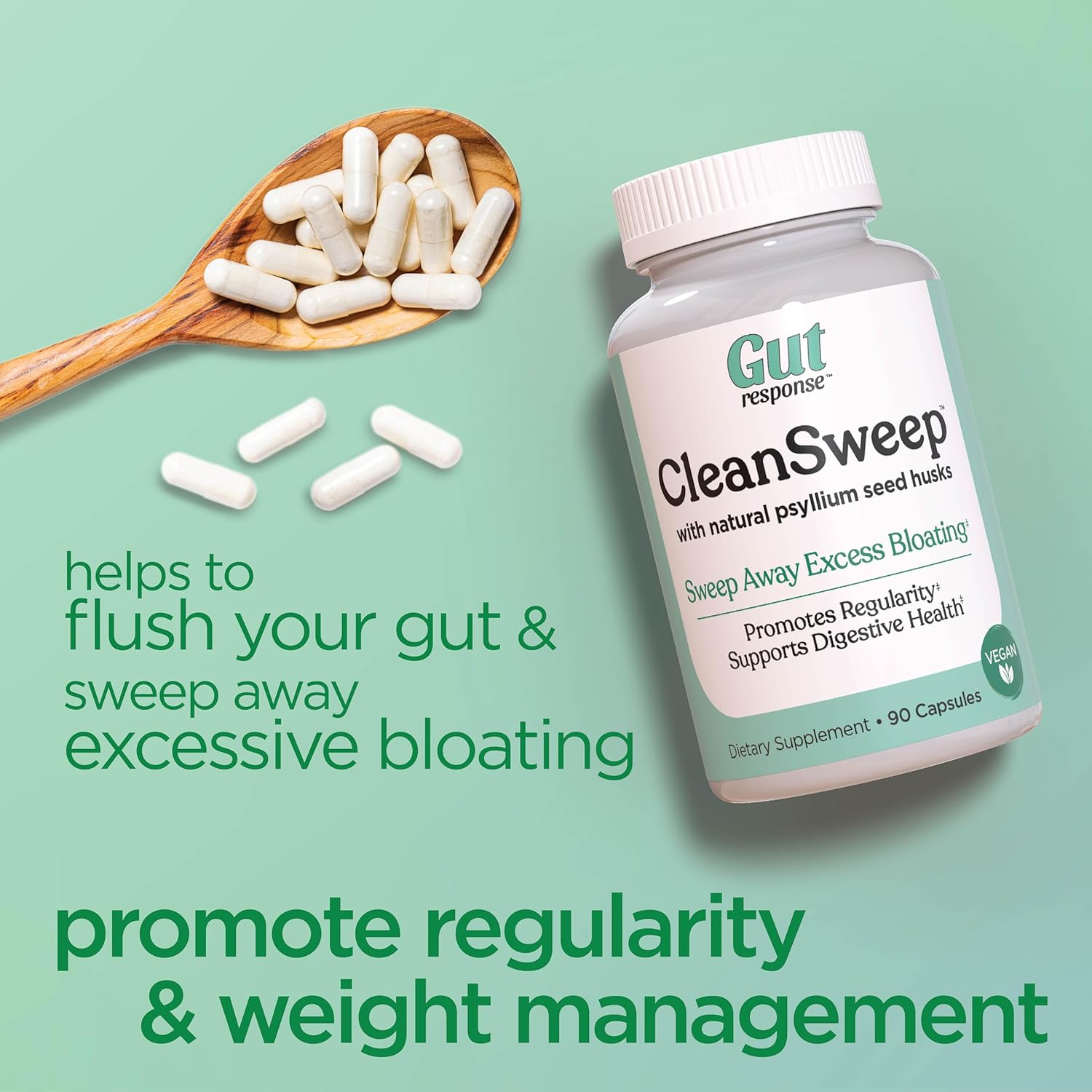CleanSweep Capsules: Natural Daily Fiber Supplement for Digestive Health and Bowel Regularity - 90 Capsules