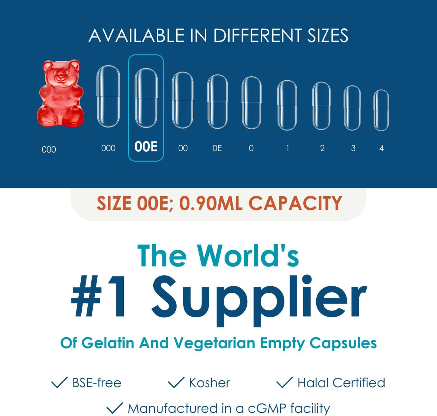 Clear Separated Gelatin Capsules Size 00 - 1000 Count | Gluten Free, Kosher, Non-GMO | Bovine Pill Caps for DIY Supplement Filling