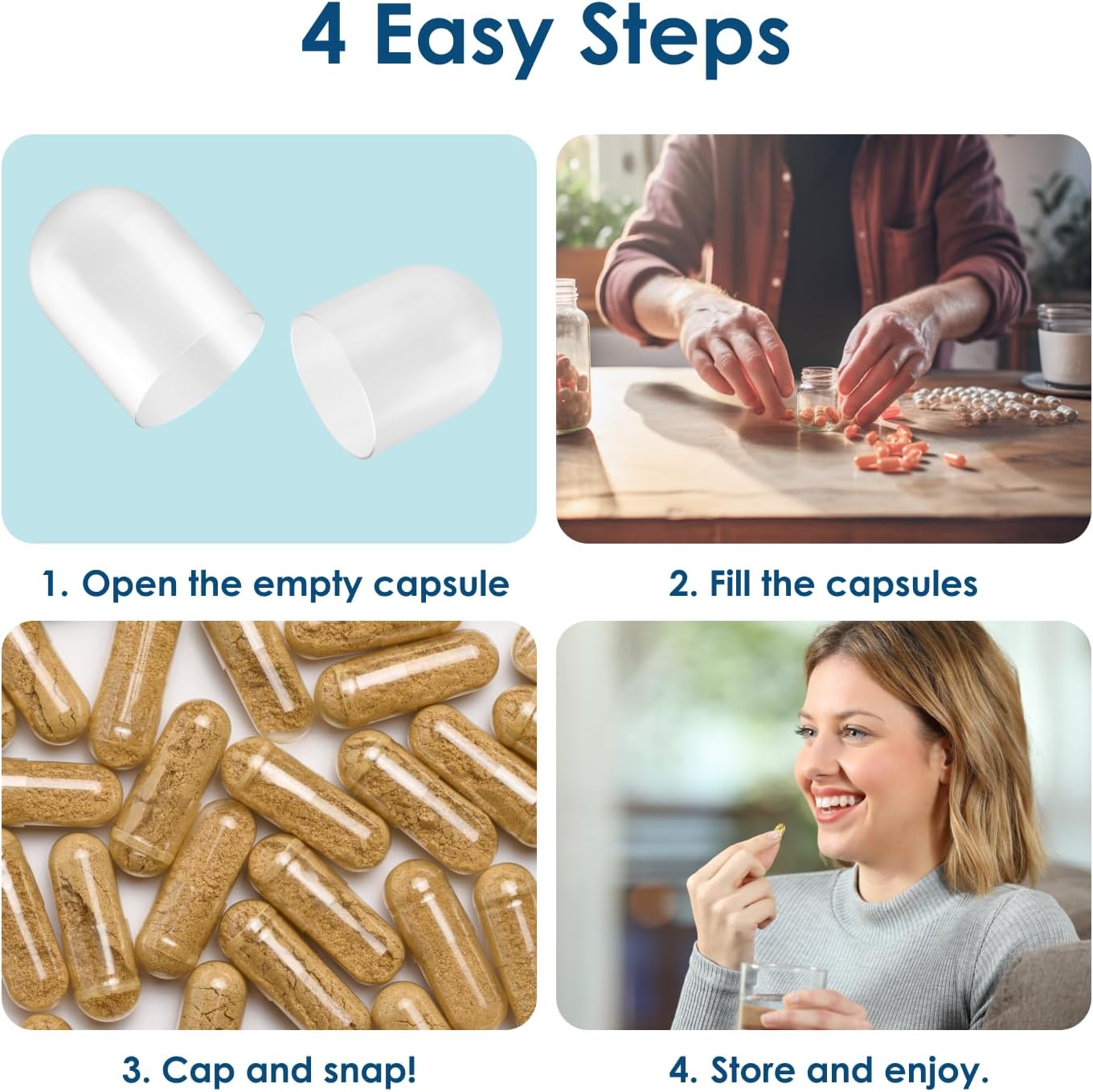 Clear Separated Gelatin Capsules Size 00 - 1000 Count | Gluten Free, Kosher, Non-GMO | Bovine Pill Caps for DIY Supplement Filling