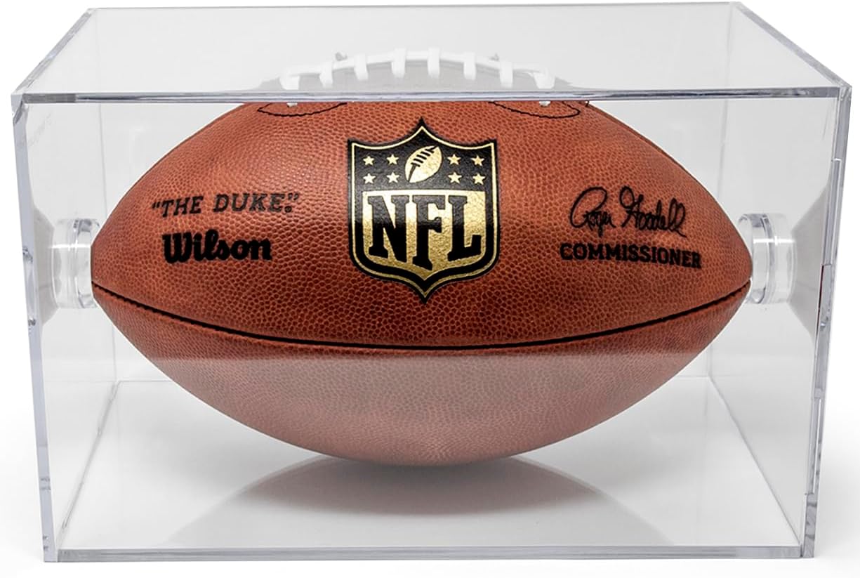 Clear Square Football Display Case for Autographed Memorabilia Storage