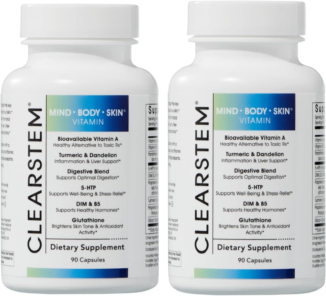 Clear-STEM Hormonal Acne Supplement with DIM & 5-HTP - Vegan Antioxidant Formula - 180 Capsules for Hormone Balance and Skin Health