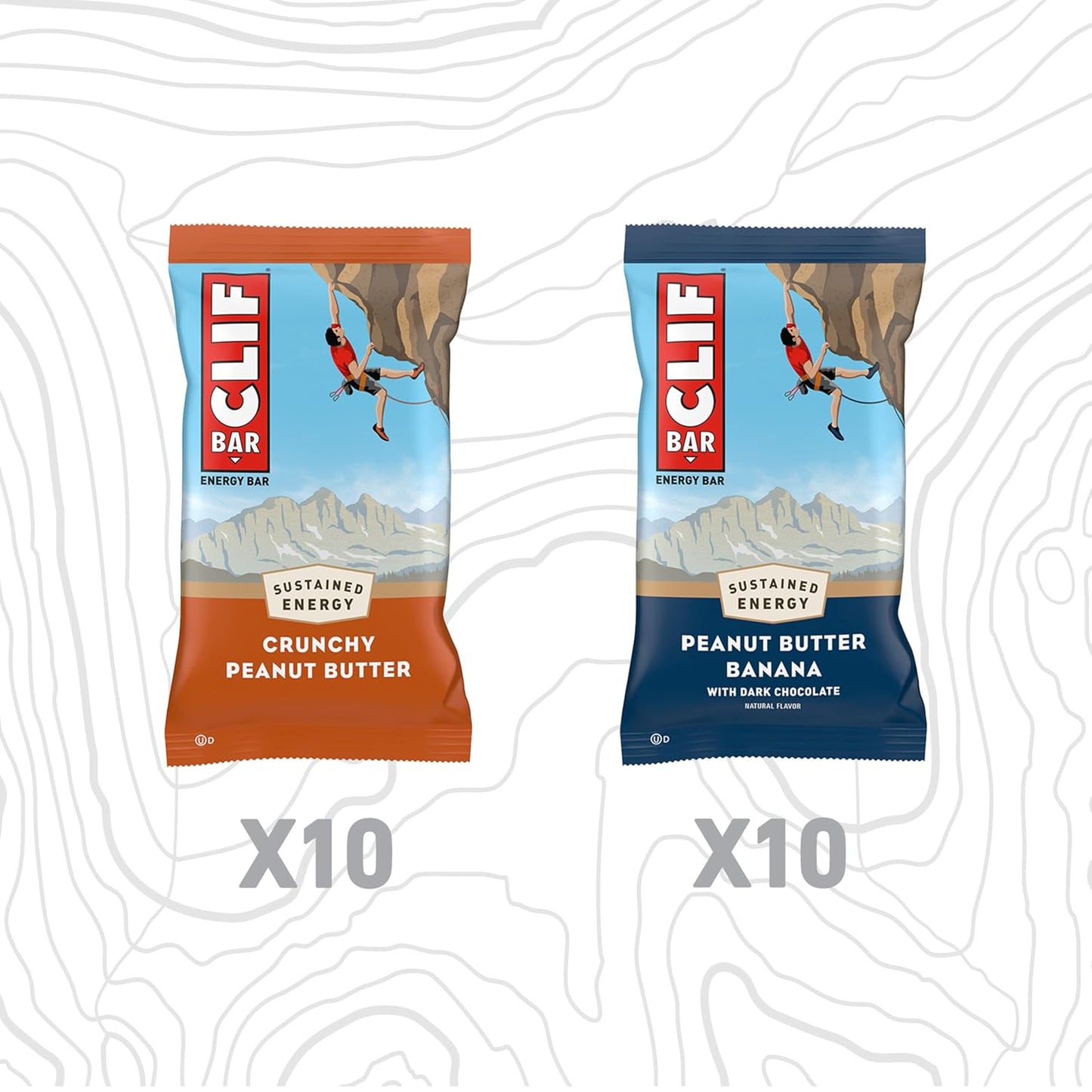 CLIF BAR Peanut Butter Variety Pack - Organic Oats - Energy Bars with Plant-Based Protein (20 Pack)