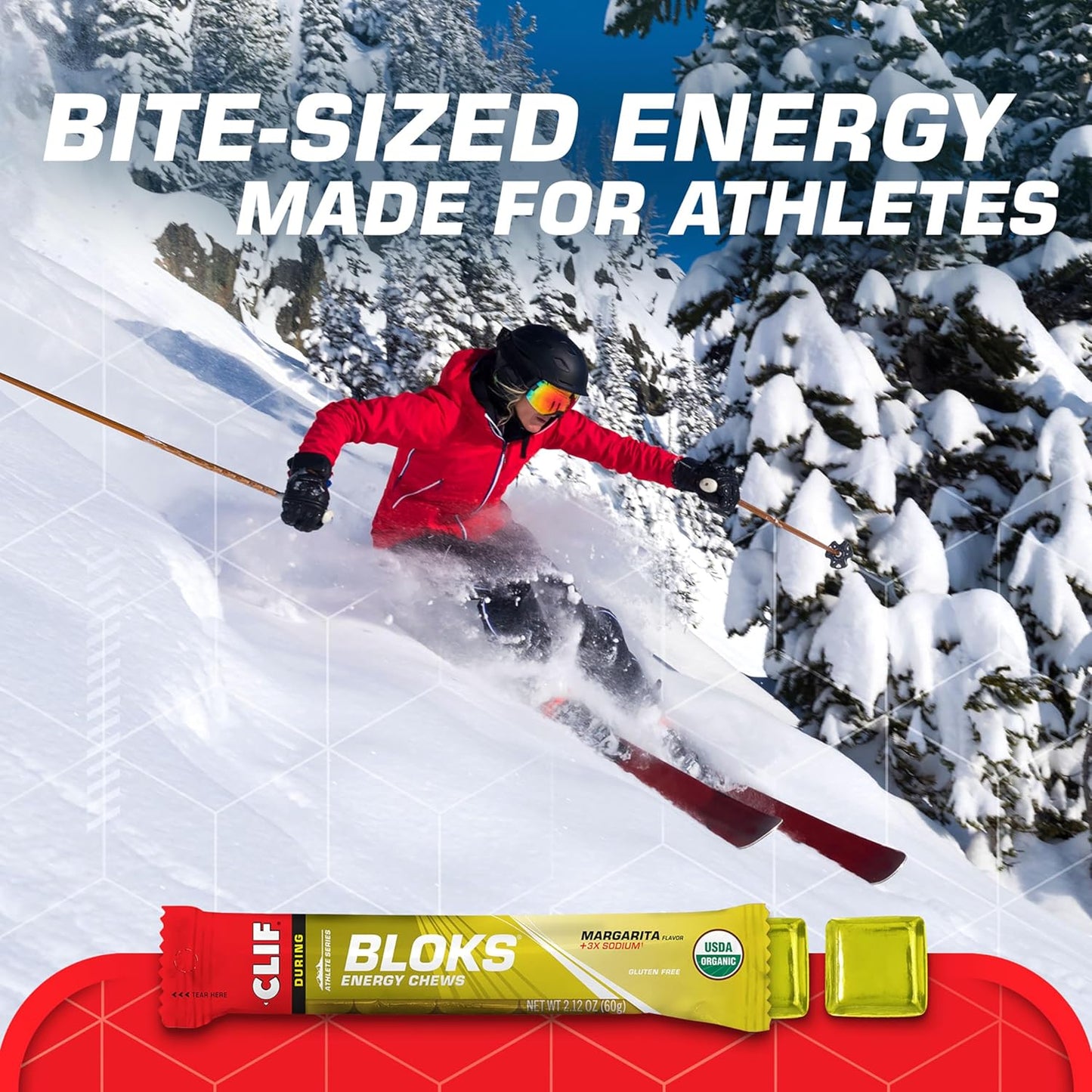 CLIF BLOKS - Margarita Flavor Energy Chews with 3X Sodium - Non-GMO Plant Based Fuel for Cycling and Running - Fast Carbs and Electrolytes - 2.12 oz (18 Count)