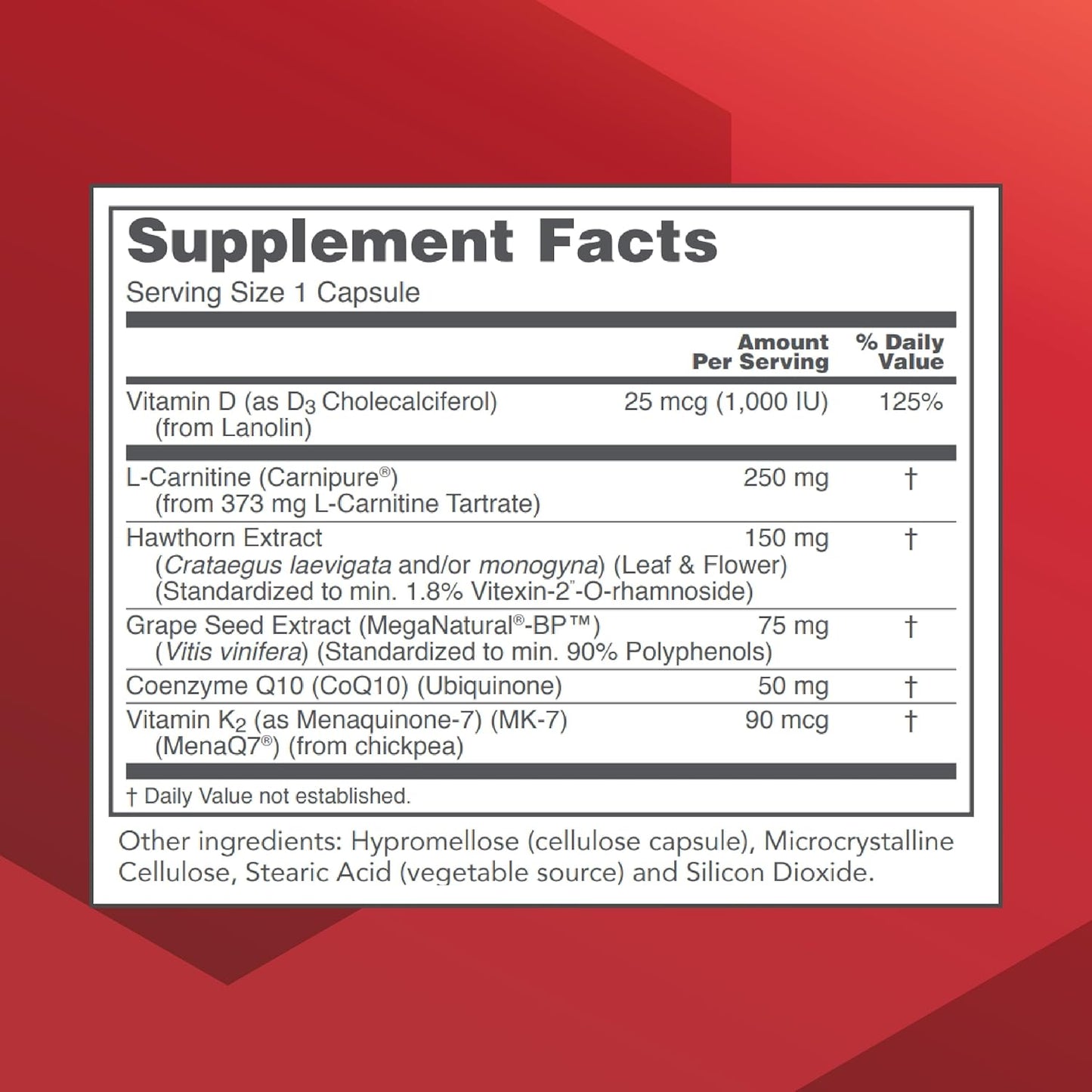 Clinical Cardio-6 Supplement - Heart Health & Blood Pressure Support - L-Carnitine, Hawthorn, Grape Seed, CoQ10 - 90 Veg Capsules - Soy & Dairy Free