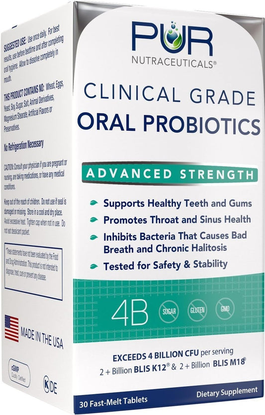 Clinical Grade Oral Probiotics with 4 Billion CFUs of BLIS K12® & BLIS M18® - Sugar Free Peppermint Flavor - Made in USA - Eliminates Bad Breath