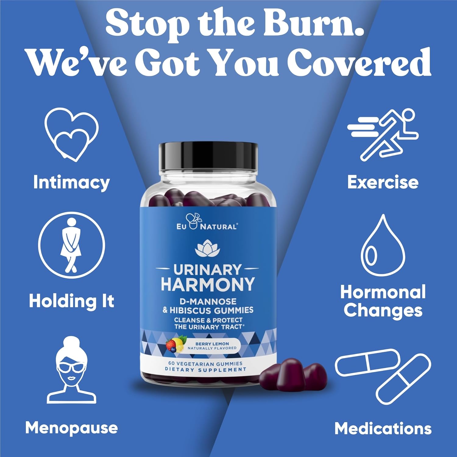 Clinical Strength Eu Natural Urinary Tract Duo: Cranberry Capsules & Harmony Gummies - UT Defense with D-Mannose, Hibiscus, Pine Bark, Propolis, Vitamin D