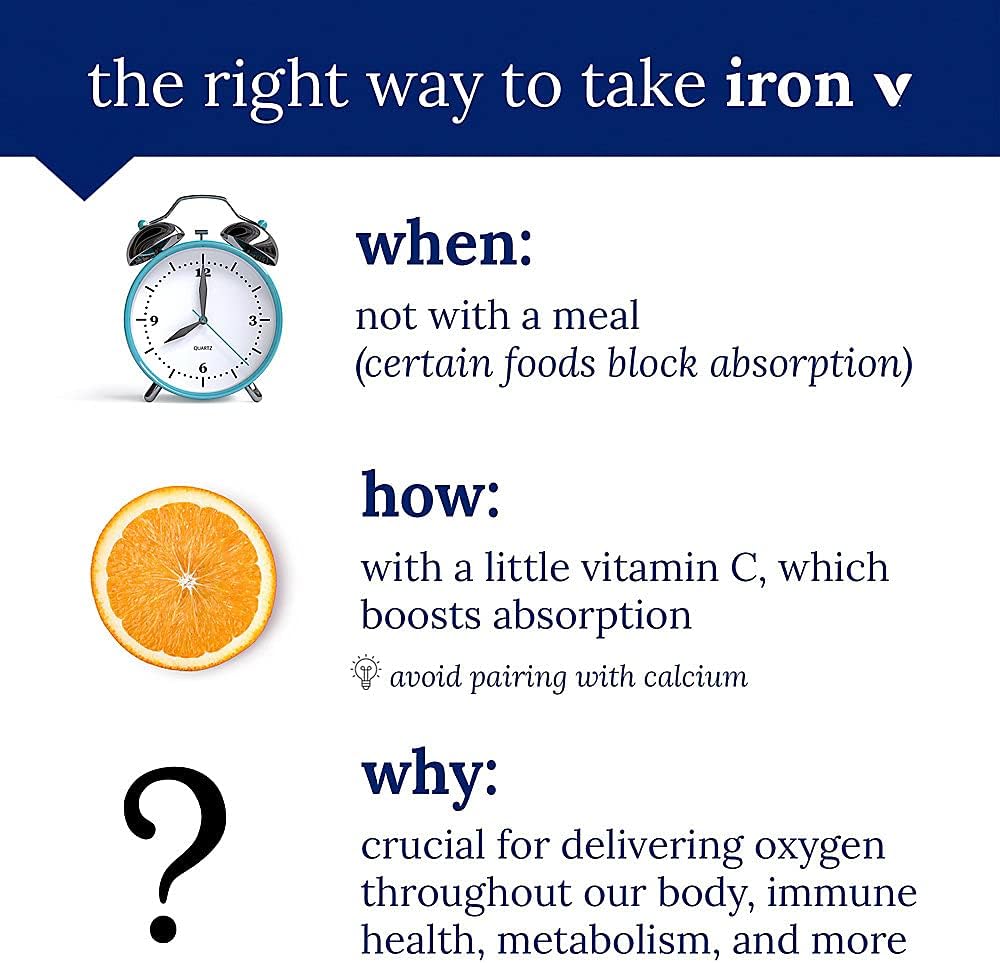 Clinically Studied Iron Bisglycinate Supplement for Energy & Immune Support - 90 Veggie Capsules