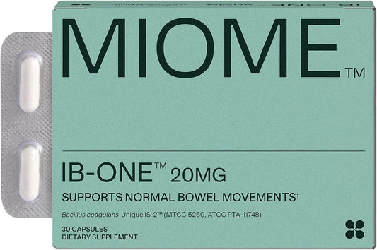 Clinically Studied MIOME IB-ONE Probiotic for IBS Relief - Unique Bacillus Coagulans IS-2 Supplement - Low FODMAP, Gluten Free - 30 Capsules