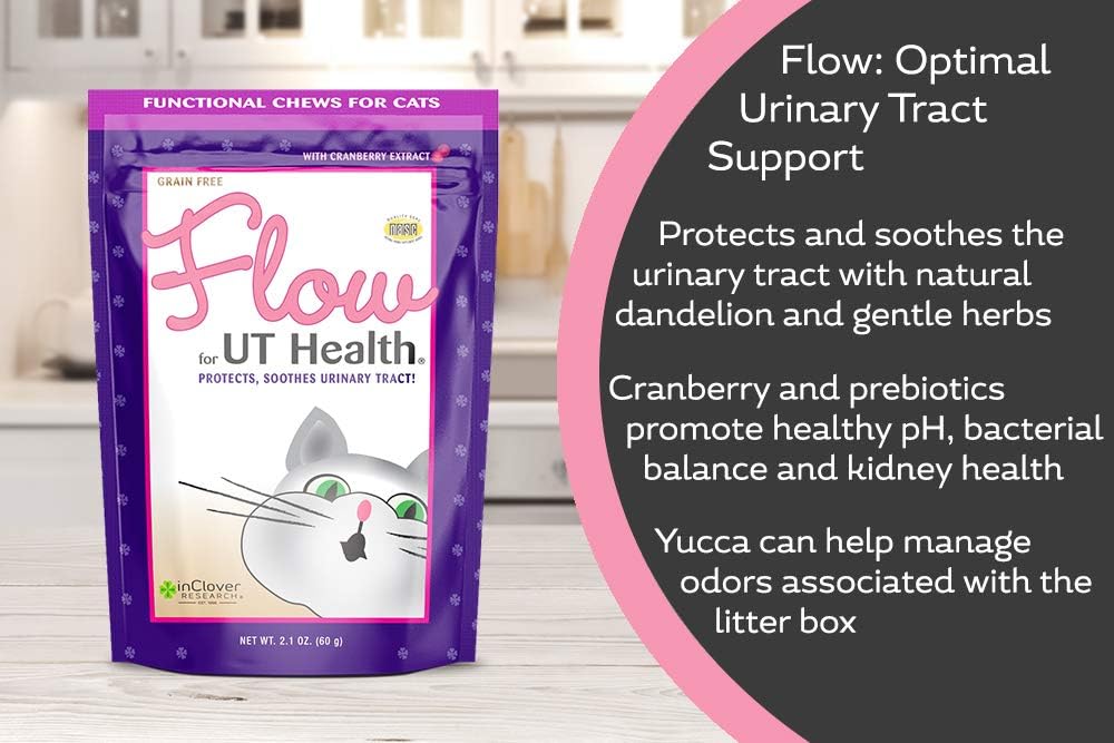 Clover Flow Soft Chews for Cat UT Health Support - Natural Ingredients, Healthy Urinary Tract - 2.1oz