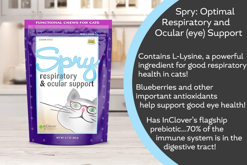 Clover Spry Cat Eye & Immune Support Treat with L-Lysine, Prebiotics & Antioxidants for Respiratory Health