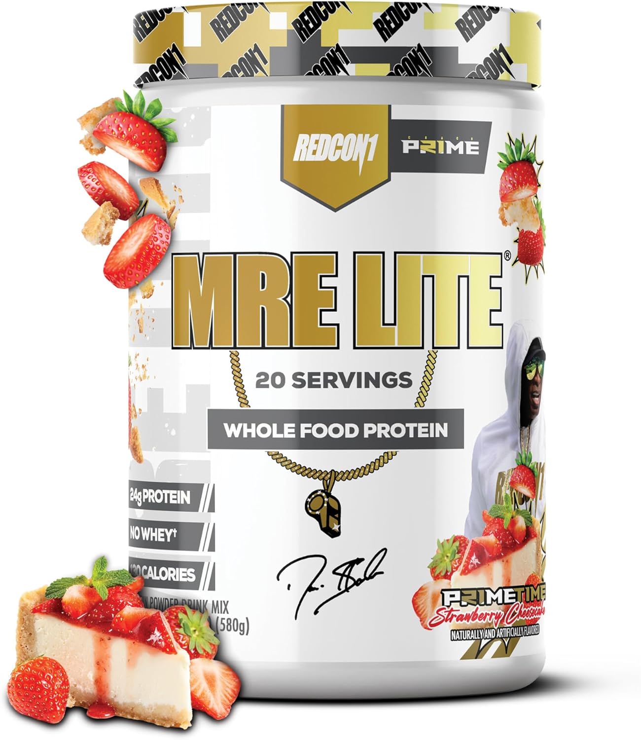 Coach Prime MRE Lite Protein Powder - Low Carb Whole Food Animal Protein with 24g Protein - Prime Time Strawberry Cheesecake (20 Servings)