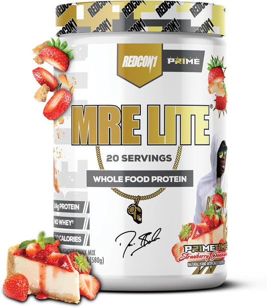 Coach Prime MRE Lite Protein Powder - Low Carb Whole Food Animal Protein with 24g Protein - Prime Time Strawberry Cheesecake (20 Servings)