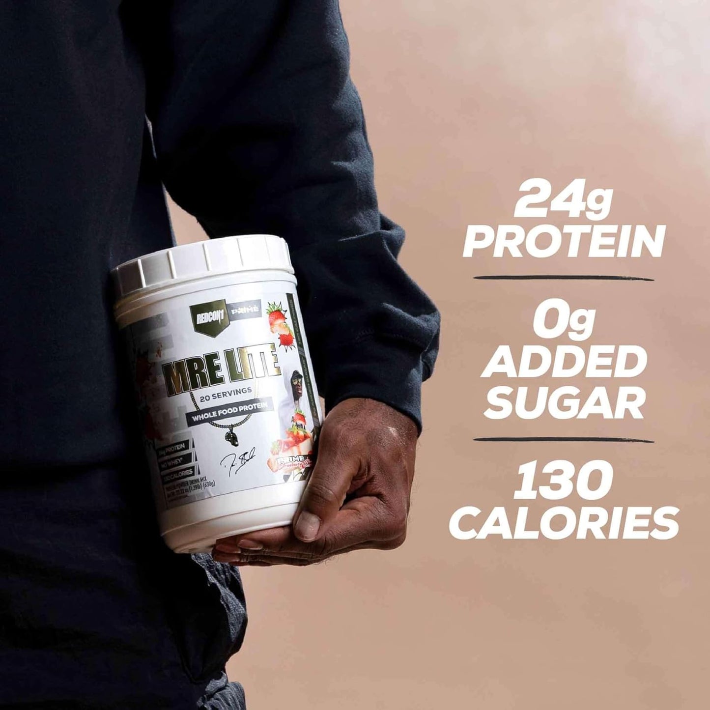 Coach Prime MRE Lite Protein Powder - Low Carb Whole Food Animal Protein with 24g Protein - Prime Time Strawberry Cheesecake (20 Servings)