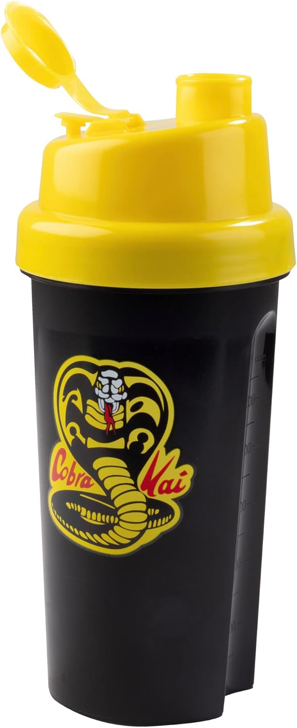 Cobra Kai Season 6 Shaker Bottle Set - 2-Pack, 25oz w/ Blender Mixer Ball - Officially Licensed - Ideal for Protein Powder, Sports Drinks, Smoothies - Karate Kid Valentine Gift for All Ages