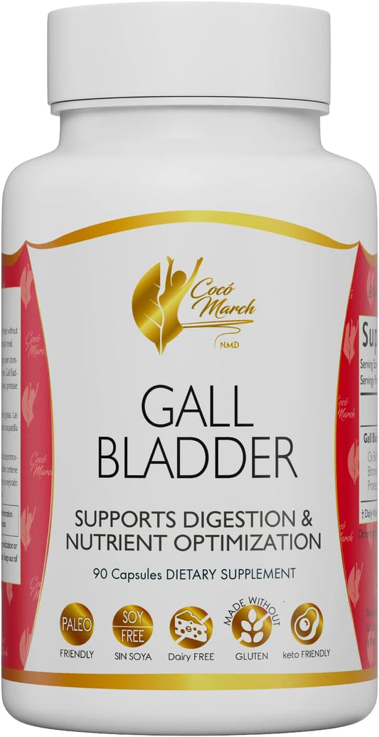 CocΓ³ March Gall Bladder Formula - Supports Digestion Post-Surgery - Gluten, Soy, Dairy Free - Keto, Paleo Friendly - 90 Capsules