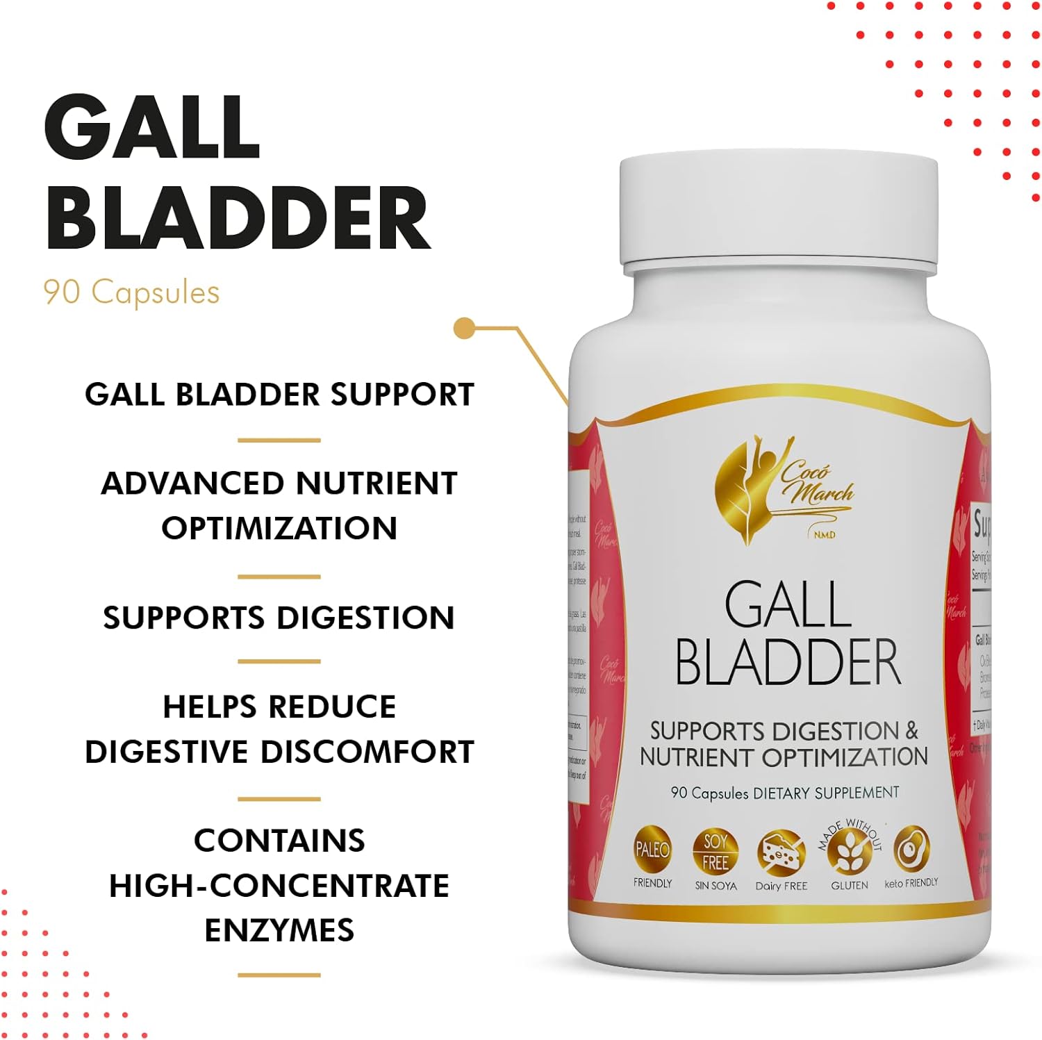 Cocó March Gall Bladder Formula - Supports Digestion Post-Surgery - Gluten, Soy, Dairy Free - Keto, Paleo Friendly - 90 Capsules