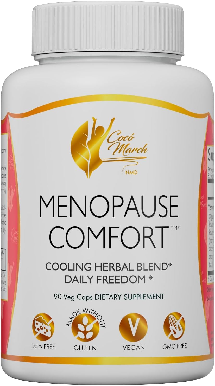 Cocó March N.M.D Menopause Comfort Herbal Blend for Fast Relief - Dairy Free, Gluten Free, Vegan, GMO Free - 90 Veggie Caps