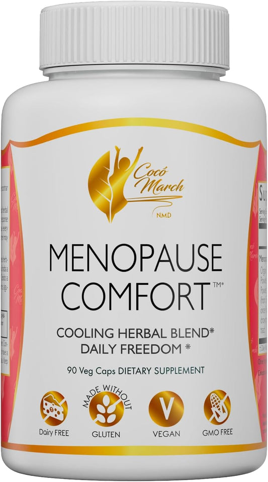 Cocó March N.M.D Menopause Comfort Herbal Blend for Fast Relief - Dairy Free, Gluten Free, Vegan, GMO Free - 90 Veggie Caps