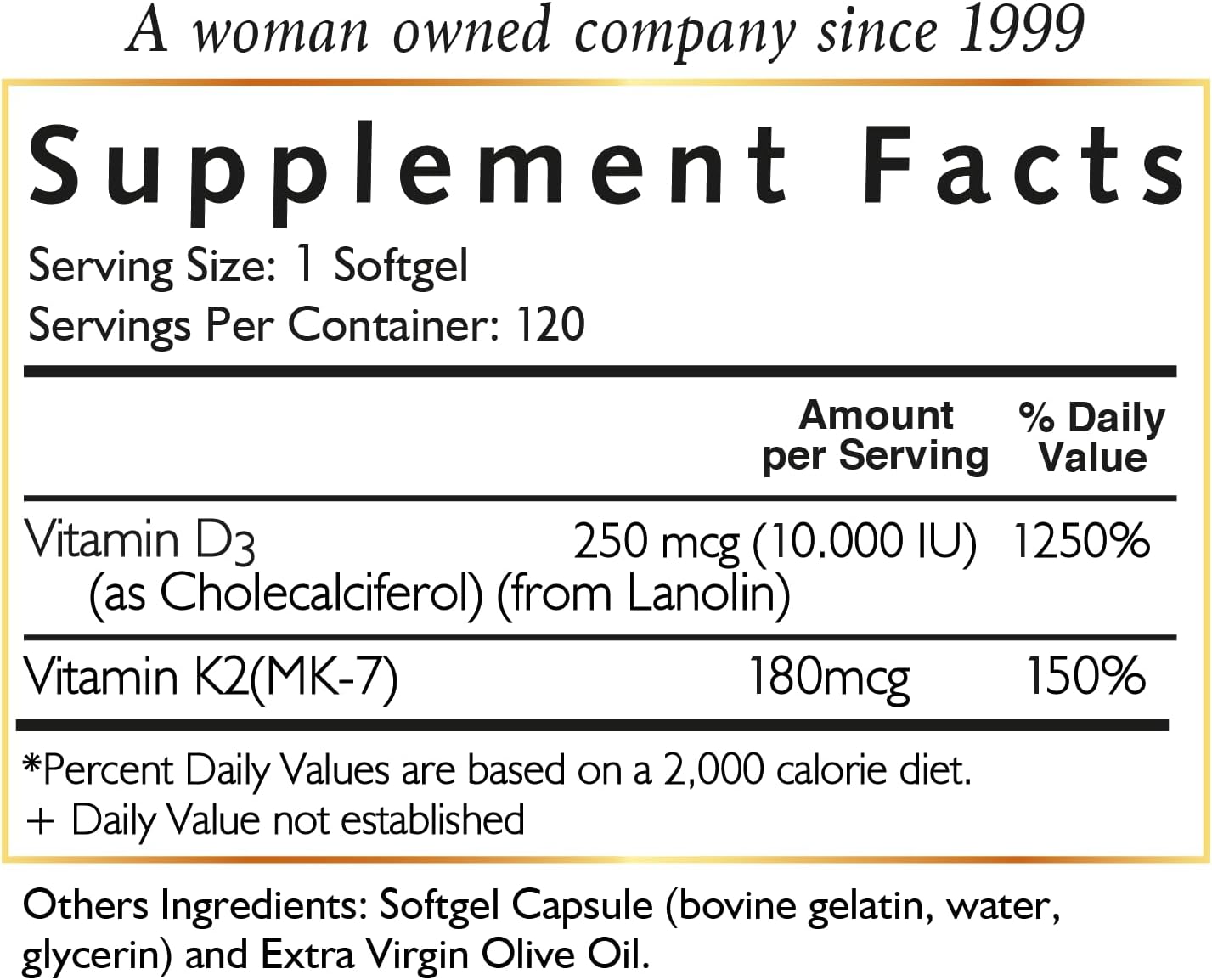Cocó March N.M.D Vitamin D3+K2 10,000 IU - 4 Month Supply for Immune & Joint Health - Gluten Free, GMO Free, Dairy Free, Keto & Paleo Friendly