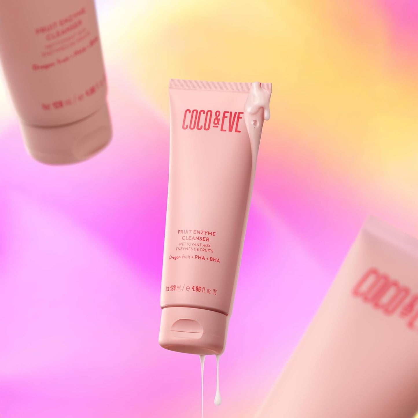 Coco & Eve Fruit Enzyme Cleanser - Water Based Gentle Cleanser for Radiant Skin - Refines Pores, Exfoliates, and Moisturizes with BHA, Prebiotic, Papaya Enzyme & Vitamin E - 4.06 fl oz