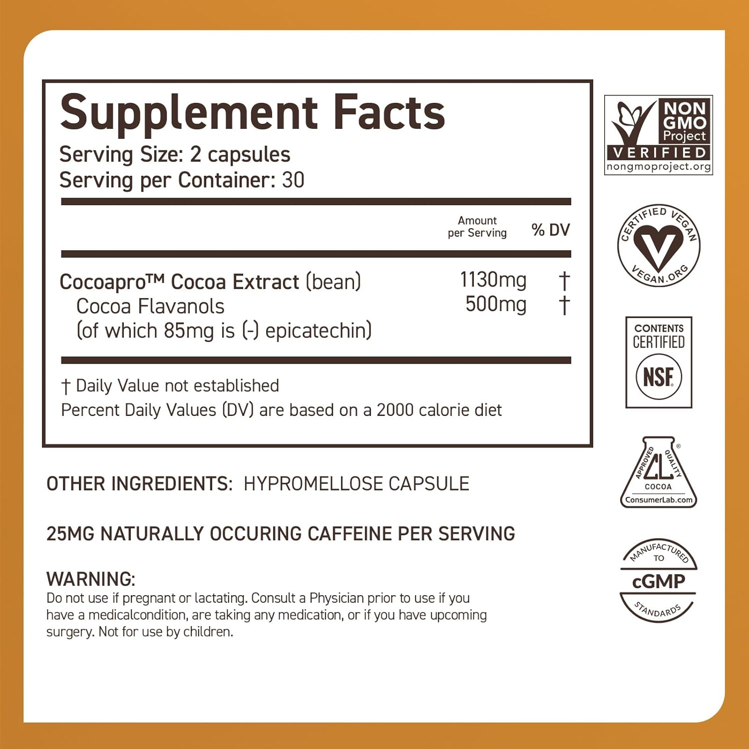 CocoaVia Cardio Health Supplement - 30 Day Supply, 500mg Cocoa Flavanols, Vegan Capsules for Heart Health, Nitric Oxide, Blood Circulation, and Energy Boost