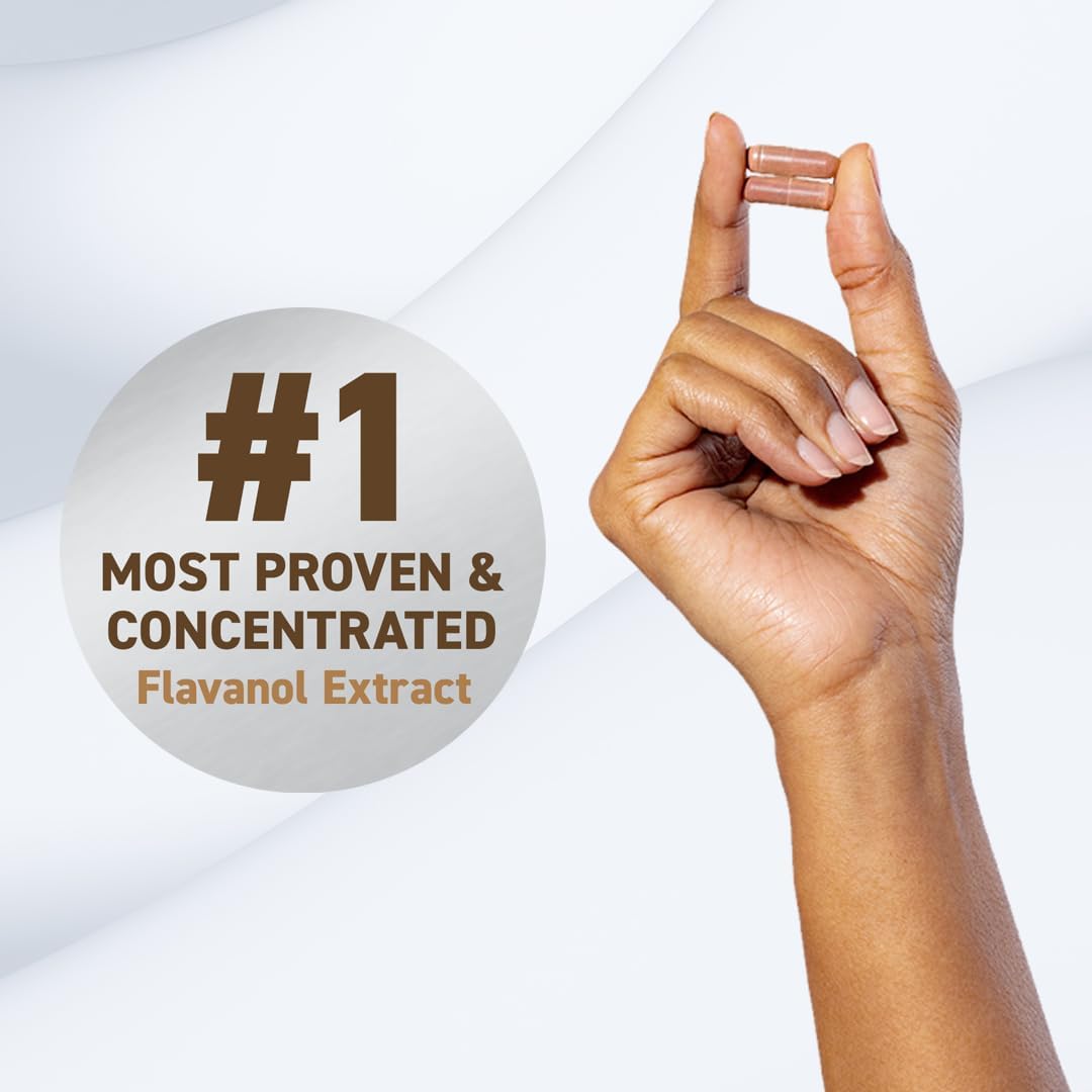 CocoaVia Heart & Brain Supplement: 30 Day Supply, Memory & Circulation Boost, Cocoa Flavanol Extract, Nitric Oxide, Energy & Oxygen Support - 60 Capsules, Plant-Based, Gluten-Free, Vegan