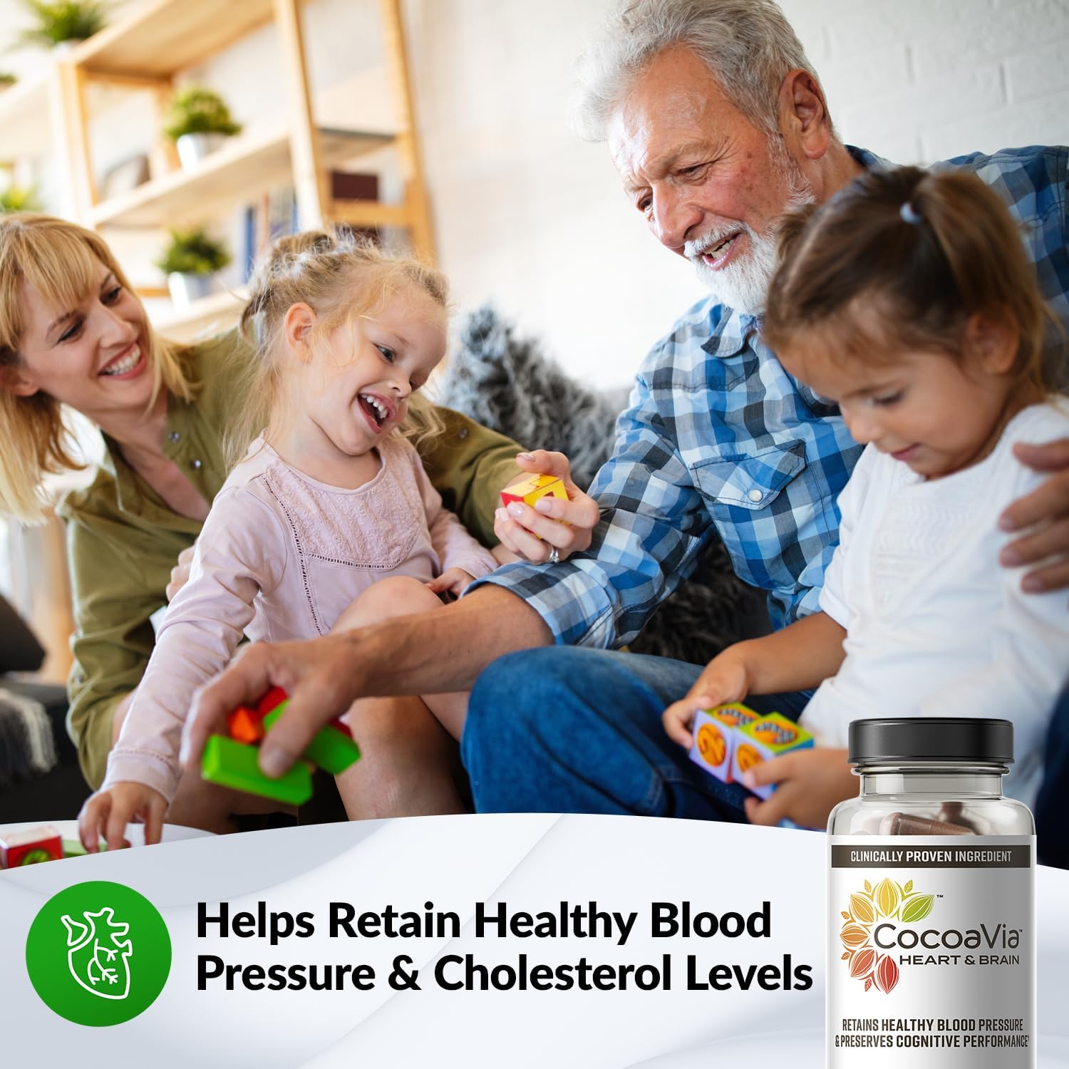 CocoaVia Heart & Brain Supplement: 30 Day Supply, Memory & Circulation Boost, Cocoa Flavanol Extract, Nitric Oxide, Energy & Oxygen Support - 60 Capsules, Plant-Based, Gluten-Free, Vegan