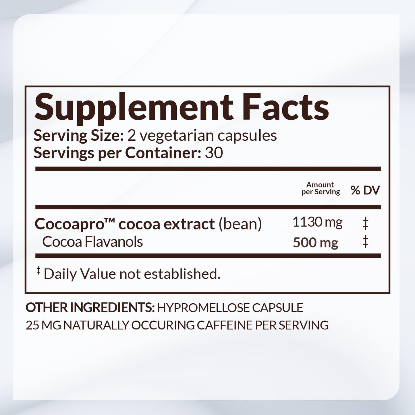 CocoaVia Heart & Brain Supplement: 30 Day Supply, Memory & Circulation Boost, Cocoa Flavanol Extract, Nitric Oxide, Energy & Oxygen Support - 60 Capsules, Plant-Based, Gluten-Free, Vegan