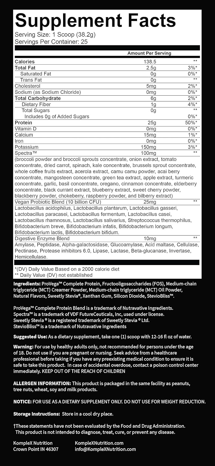 Coconut Flavored Plant-Based Protein Powder with 29 Natural Greens & Fruits - Vegan, Non-GMO, Zero Sugar Dietary Supplement (25 Servings)