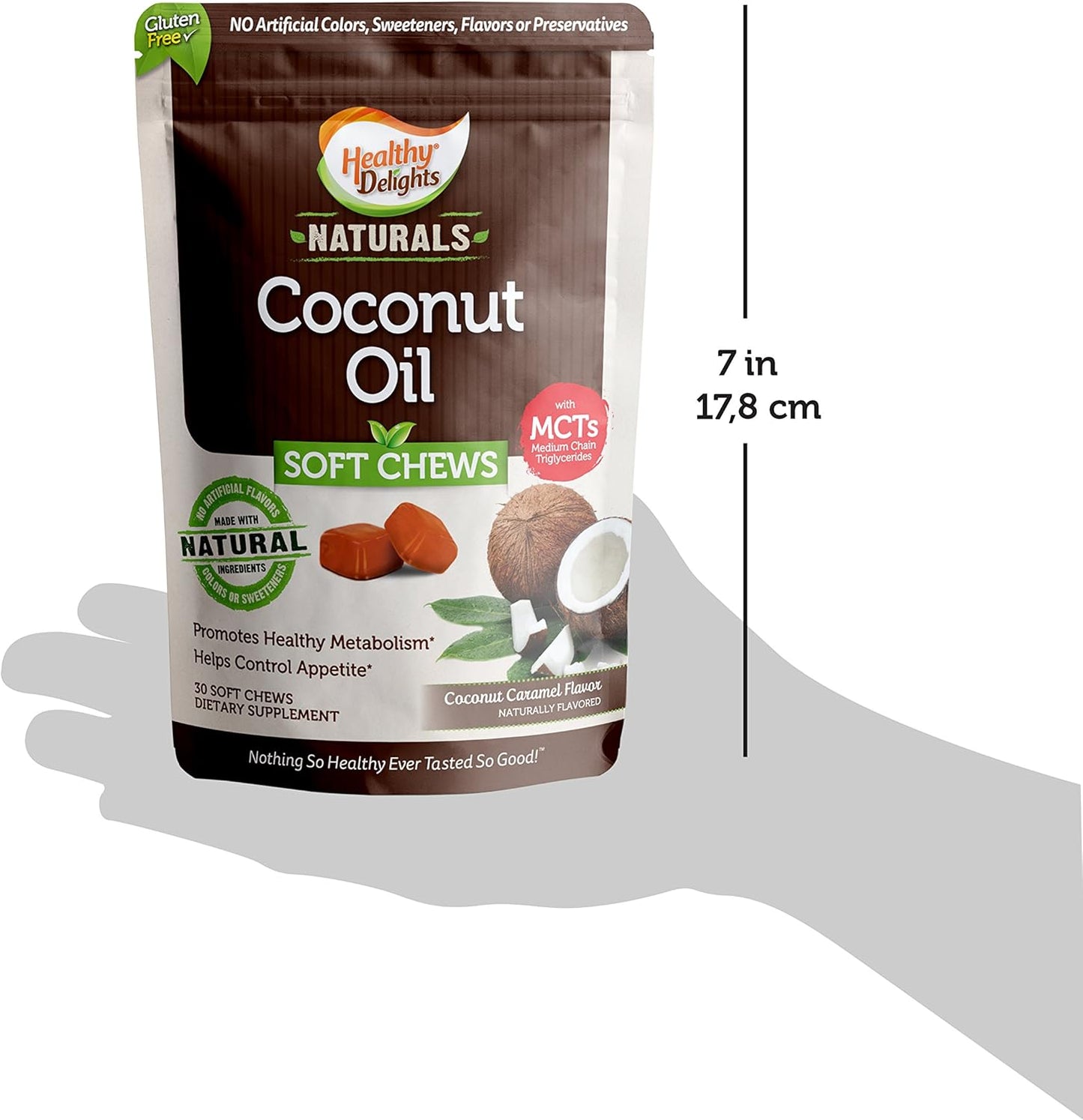 Coconut Oil Soft Chews for Healthy Metabolism & Appetite Control - Delicious Coconut Caramel Flavor - 30 Count