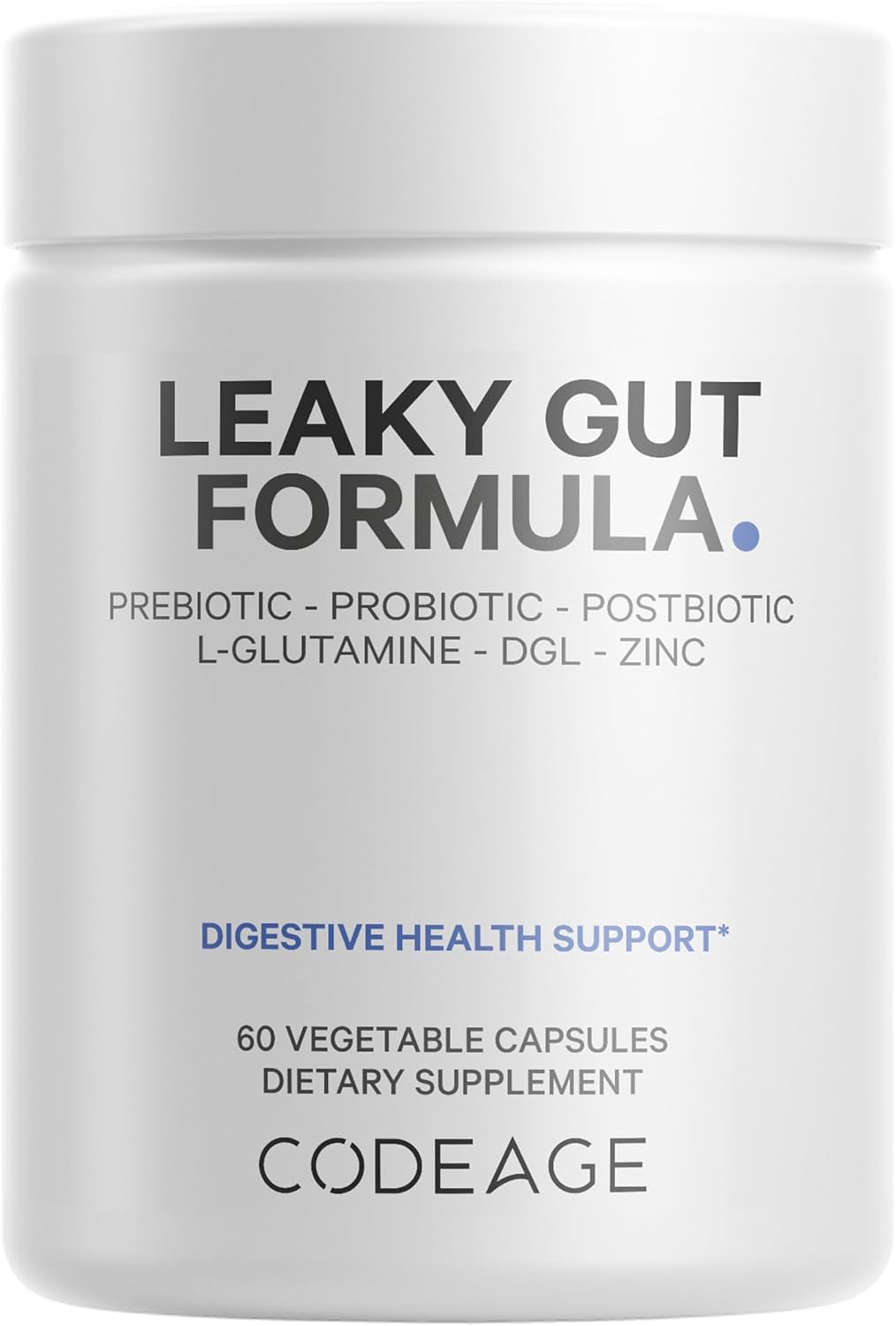 Codeage Leaky Gut Support Supplement with L-Glutamine, Probiotics, and Herbal Extracts - 60 Capsules