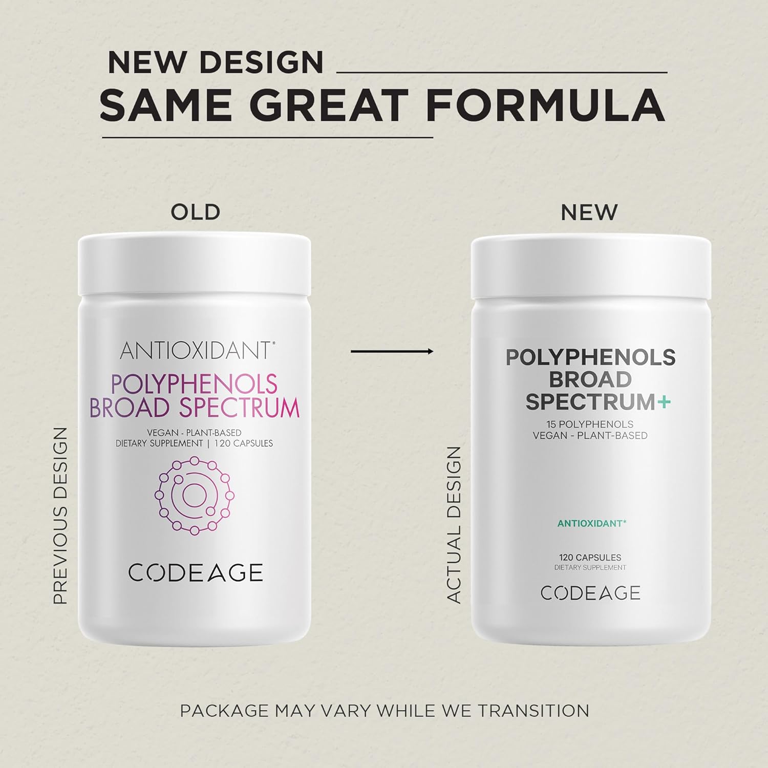 Codeage Polyphenols Broad Spectrum Supplement - 15 Berry & Fruit Blend with Quercetin, Resveratrol, Pomegranate, Turmeric - 120 Capsules