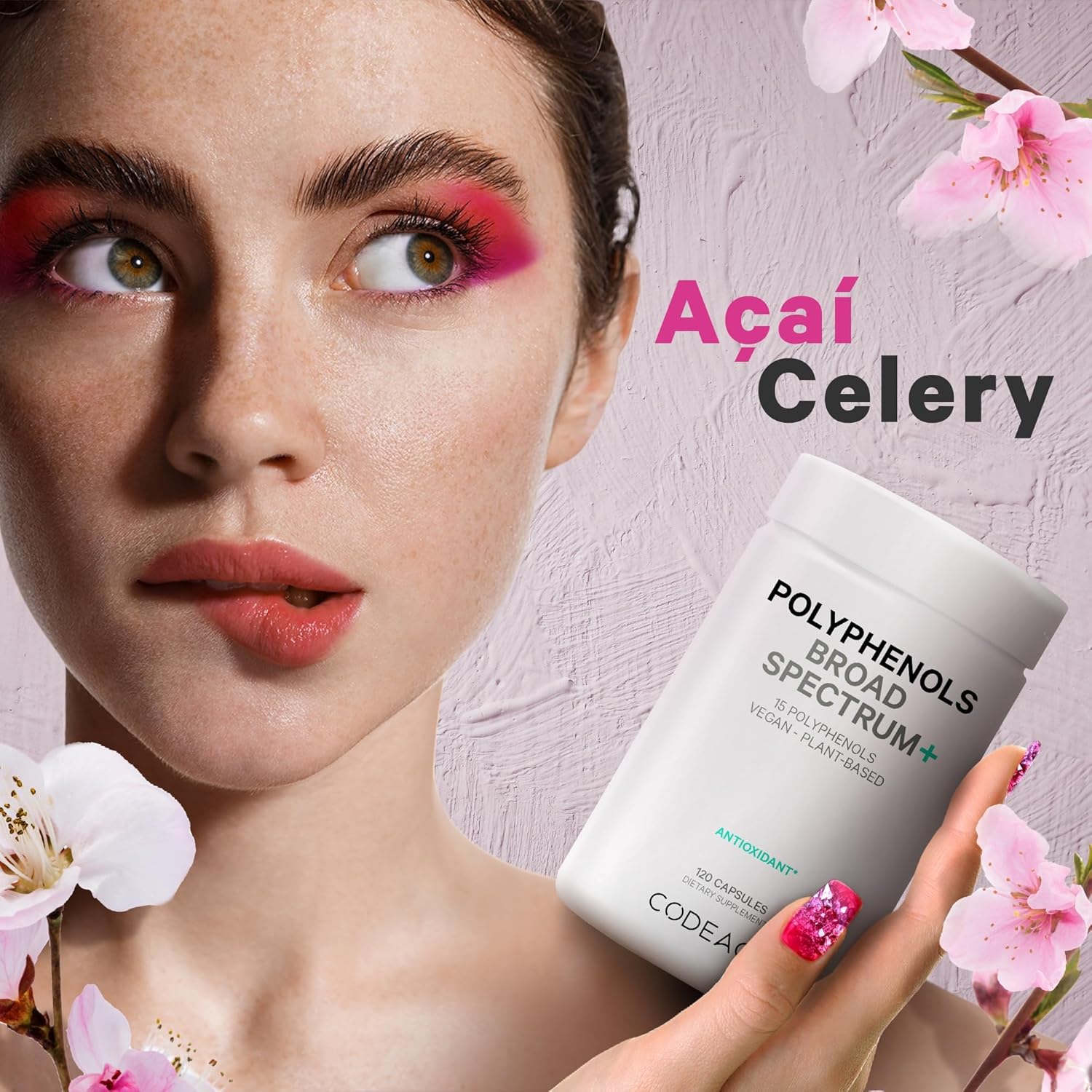 Codeage Polyphenols Broad Spectrum Supplement - 15 Berry & Fruit Blend with Quercetin, Resveratrol, Pomegranate, Turmeric - 120 Capsules