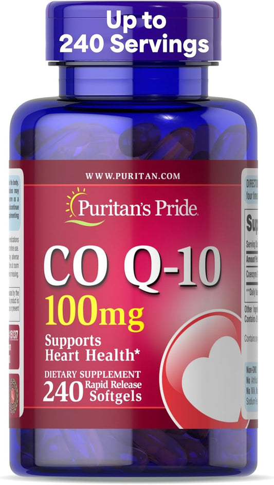 Coenzyme CoQ10 100mg Supplement for Heart Health & Aging Support - 240 Softgels