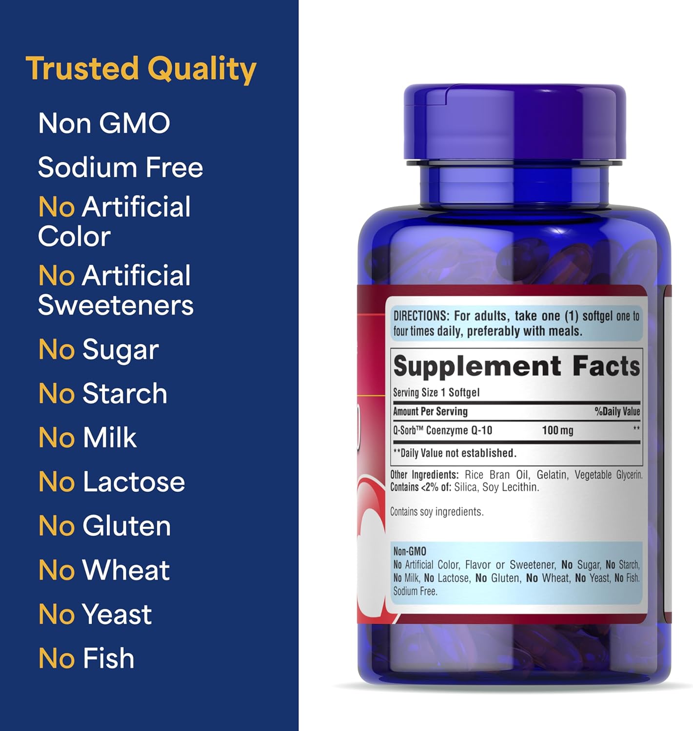 Coenzyme CoQ10 100mg Supplement for Heart Health & Aging Support - 240 Softgels