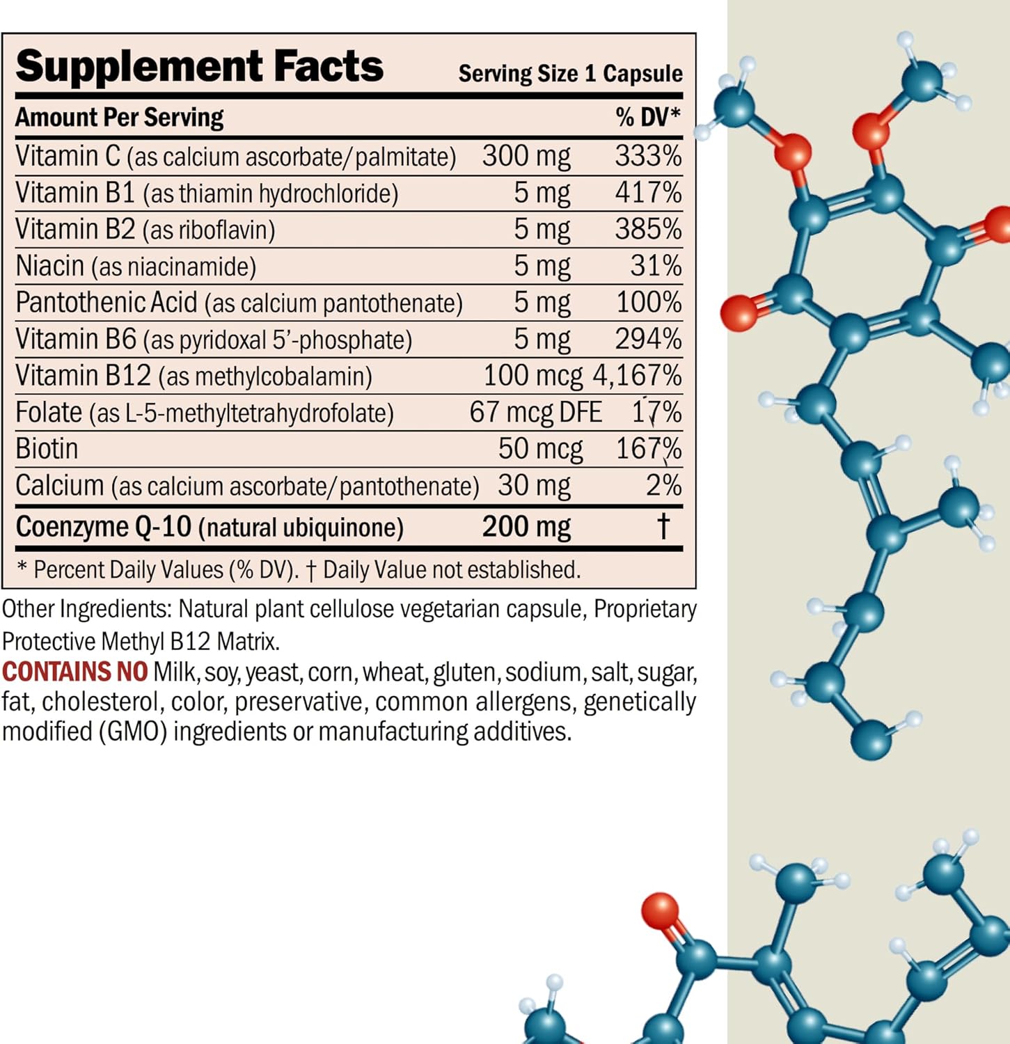 Coenzyme Q-10 200mg Capsules for Energy, Organ Function, and Anti-Oxidant Support with B-Complex - 60 Count