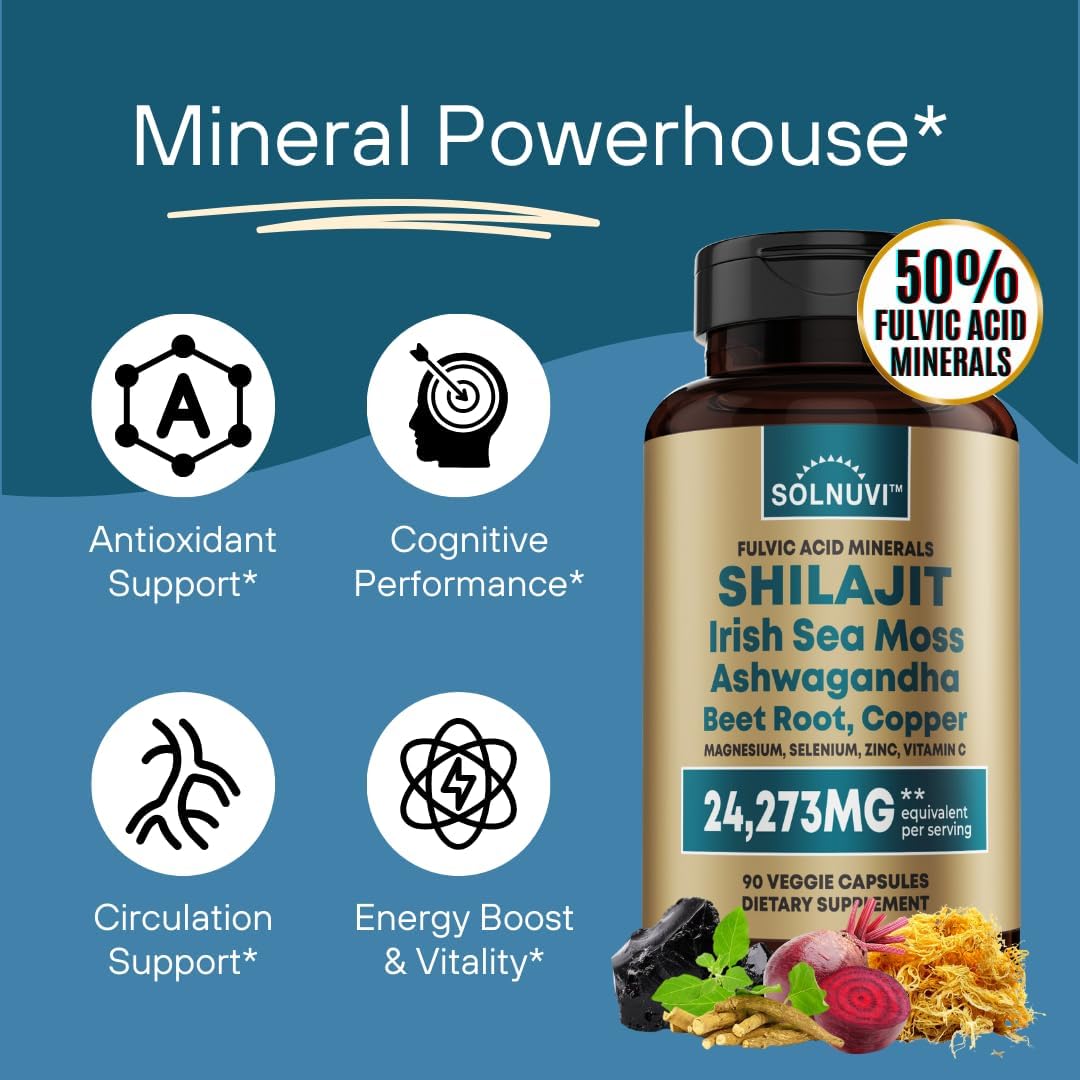 Cognigrape Red Grape Extract with Resveratrol & Shilajit Minerals - Cognitive Wellness Bundle with Sea Moss & Ashwagandha - Non-GMO, Vegan, Gluten-Free