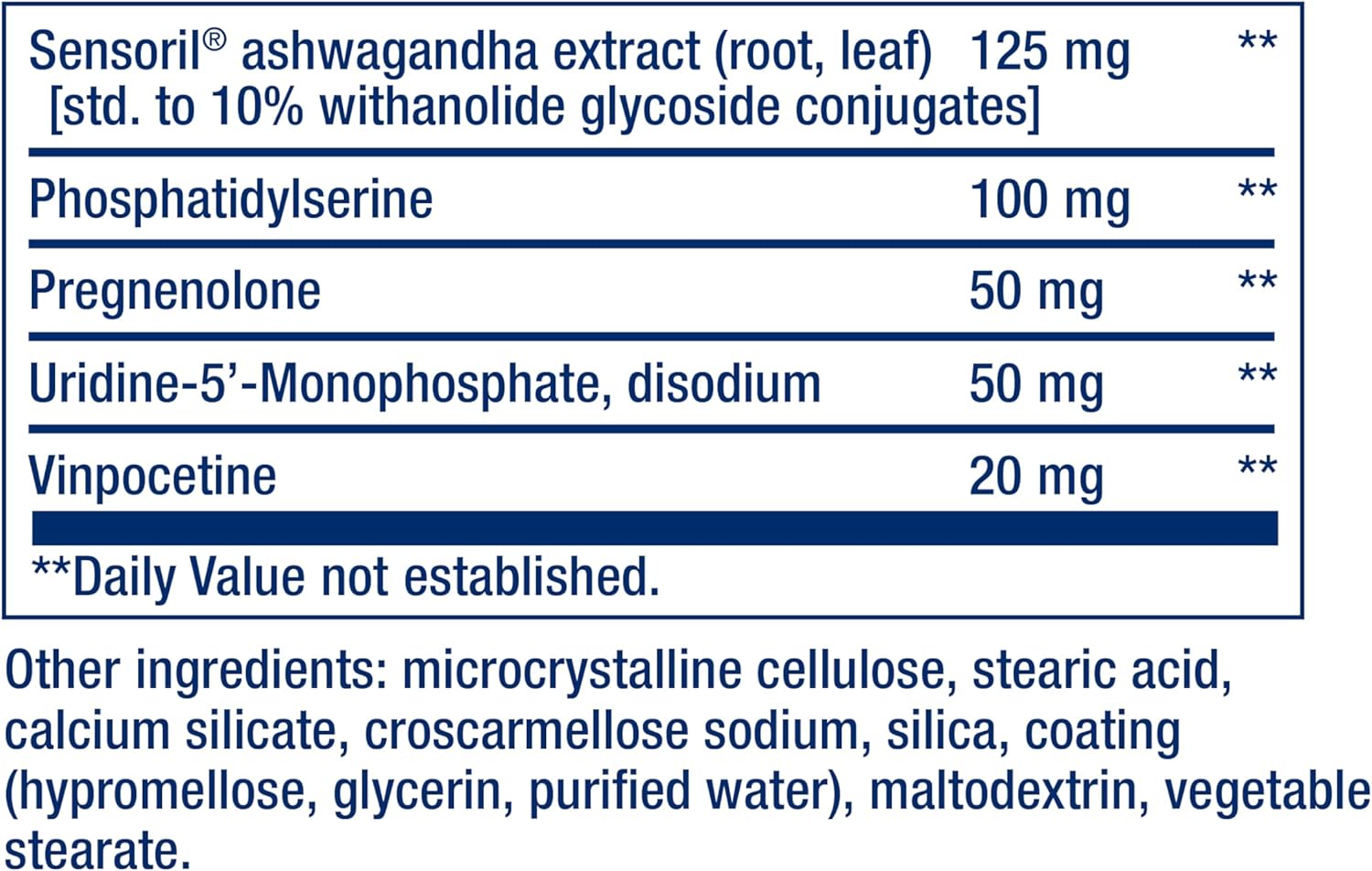 Cognitex Elite Pregnenolone Brain Health Supplement with Phosphatidylserine, Ashwagandha, Sage Extract, and More - 60 Vegetarian Tablets for Memory, Focus, and Cognition