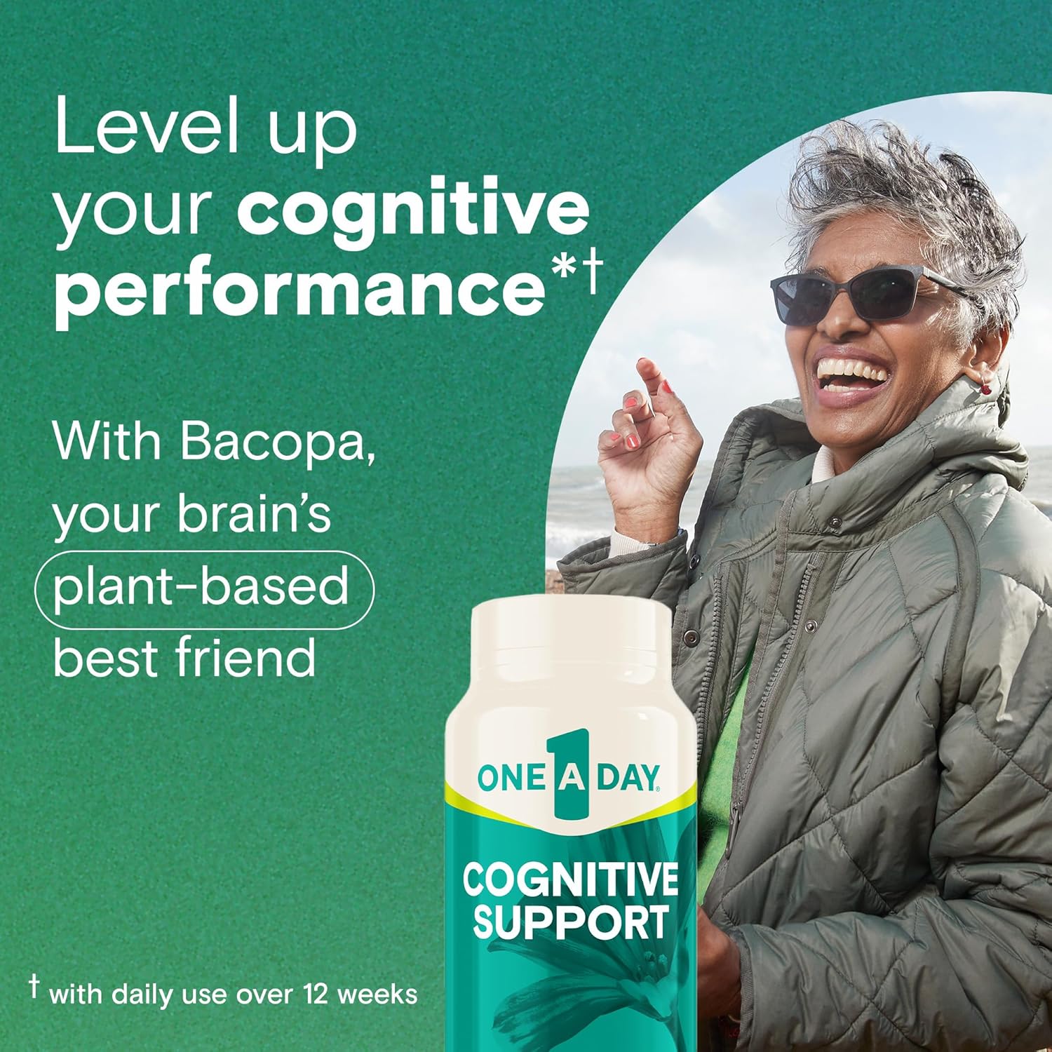 Cognitive Performance Support Supplement with Bacopa, Rhodiola & Holy Basil for Men and Women - 30 Capsules