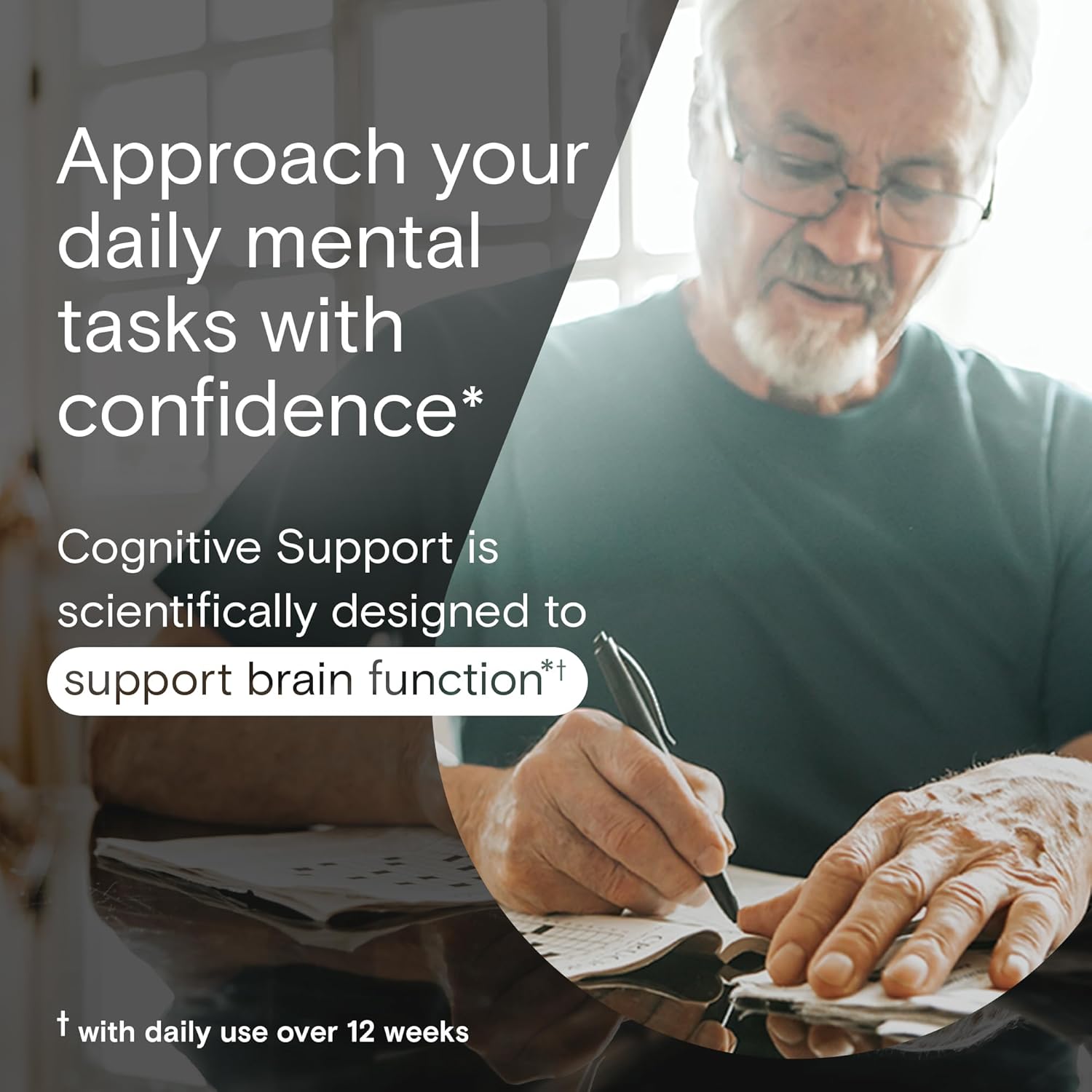 Cognitive Performance Support Supplement with Bacopa, Rhodiola & Holy Basil for Men and Women - 30 Capsules