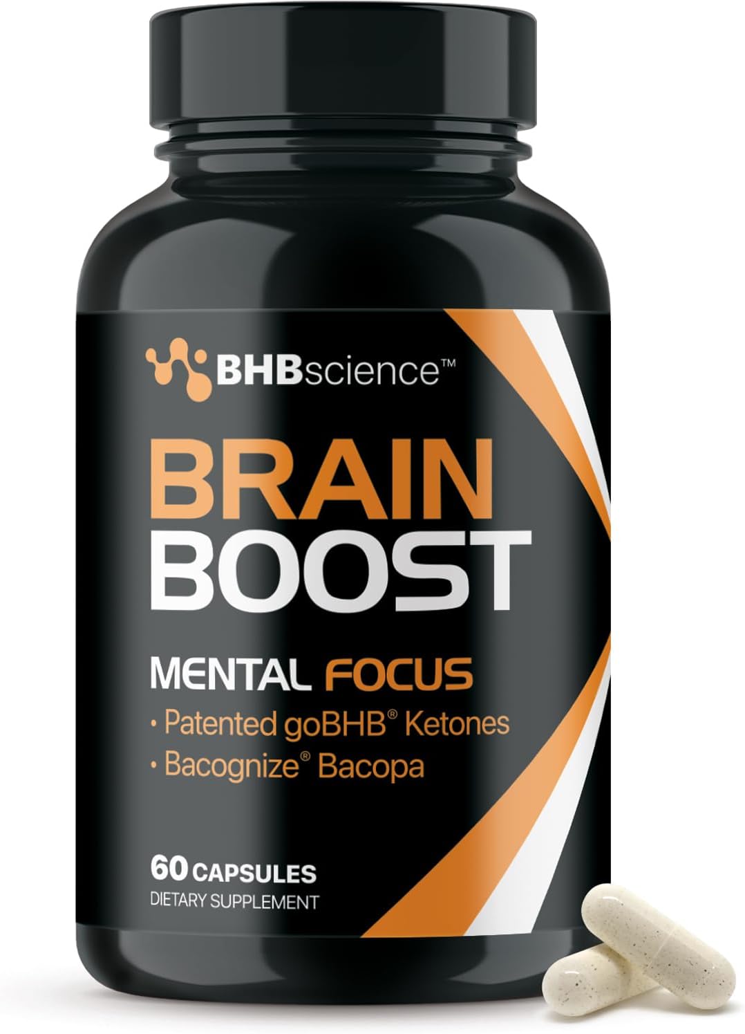 Cognitive Support Supplement with Bacopa Monnieri & goBHB - Real Ketones Brain Booster for Focus - Clinically Validated Nootropics - 3rd Party Tested (30 Servings)
