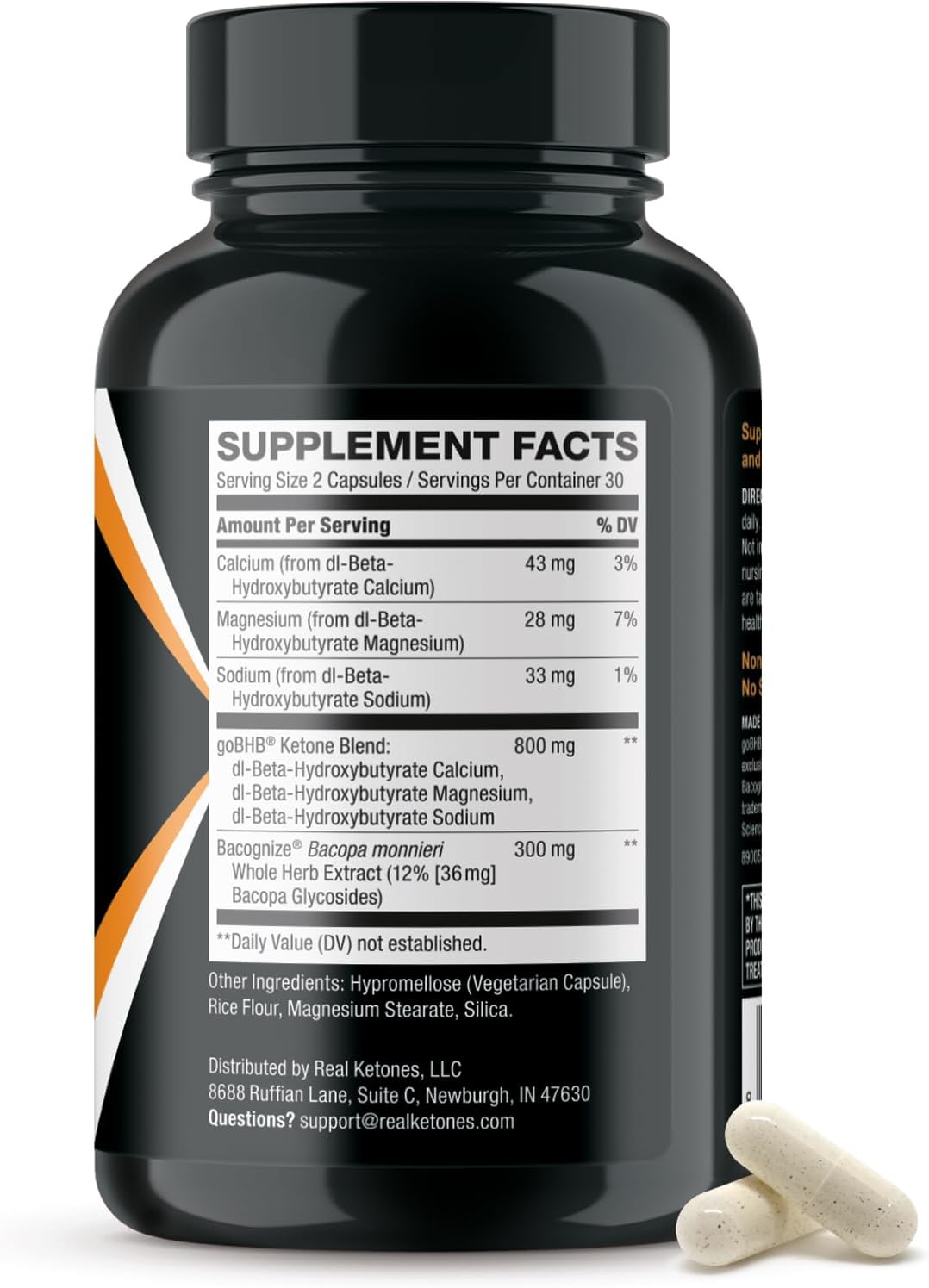 Cognitive Support Supplement with Bacopa Monnieri & goBHB - Real Ketones Brain Booster for Focus - Clinically Validated Nootropics - 3rd Party Tested (30 Servings)