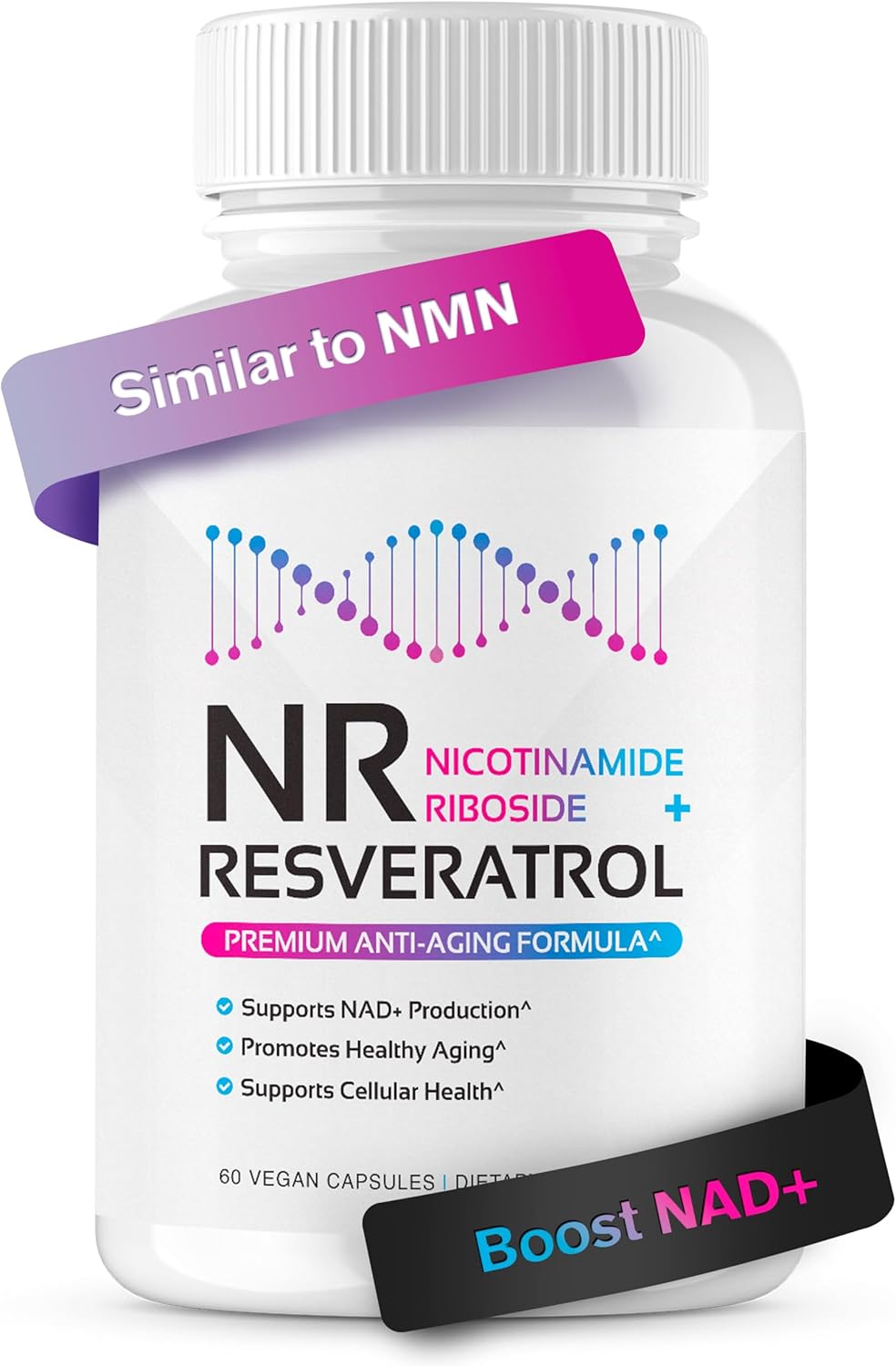 CogniTune NR + Resveratrol Supplement - Boost NAD Levels, Enhance Cellular Health & Longevity - Anti Aging Formula with Nicotinamide Riboside, Trans Resveratrol, Vitamin C & Antioxidants