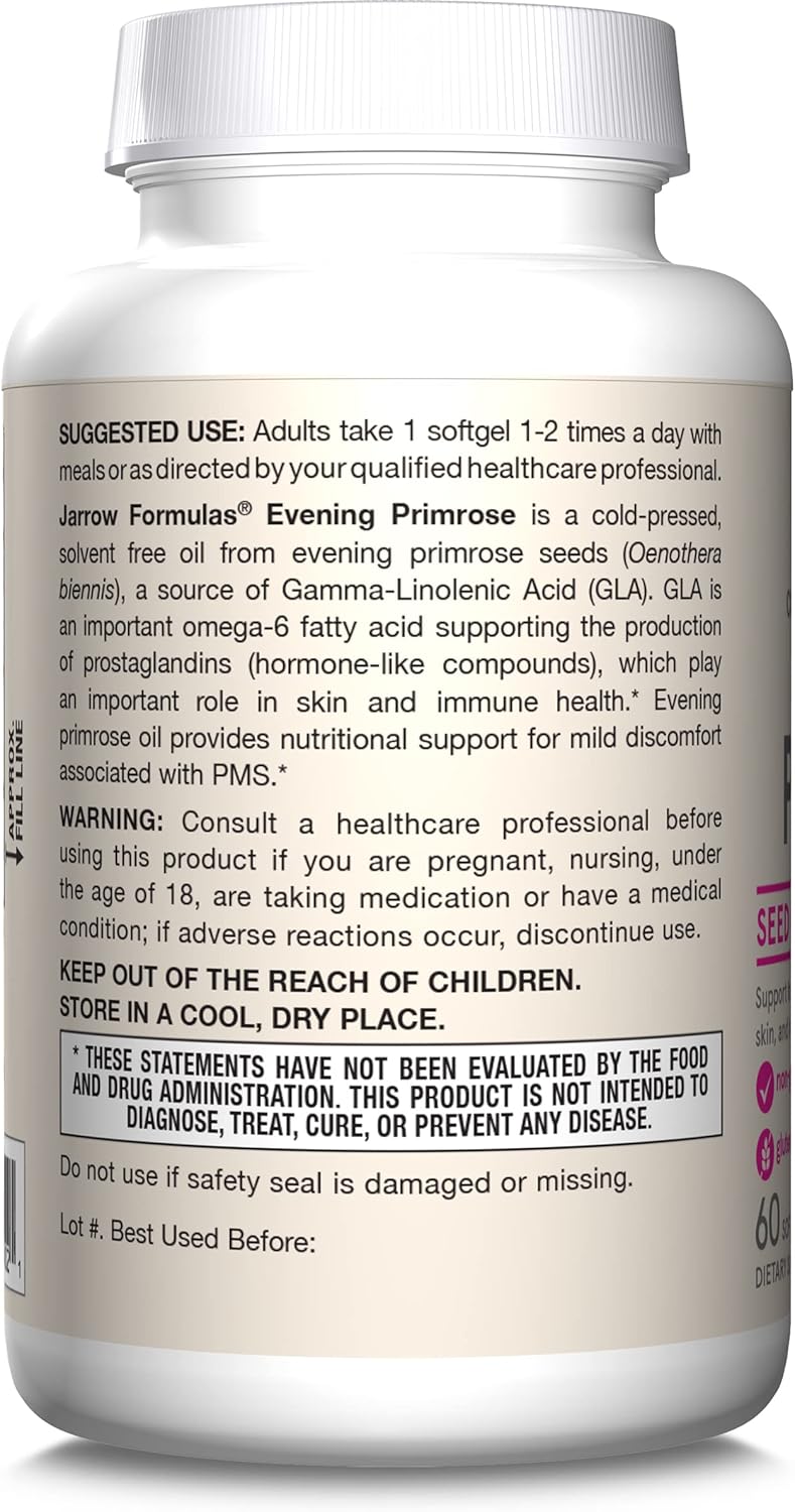 Cold Pressed Evening Primrose Softgels for Skin and Immune Health - 60 Day Supply