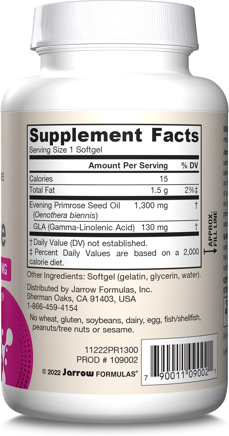 Cold Pressed Evening Primrose Softgels for Skin and Immune Health - 60 Day Supply